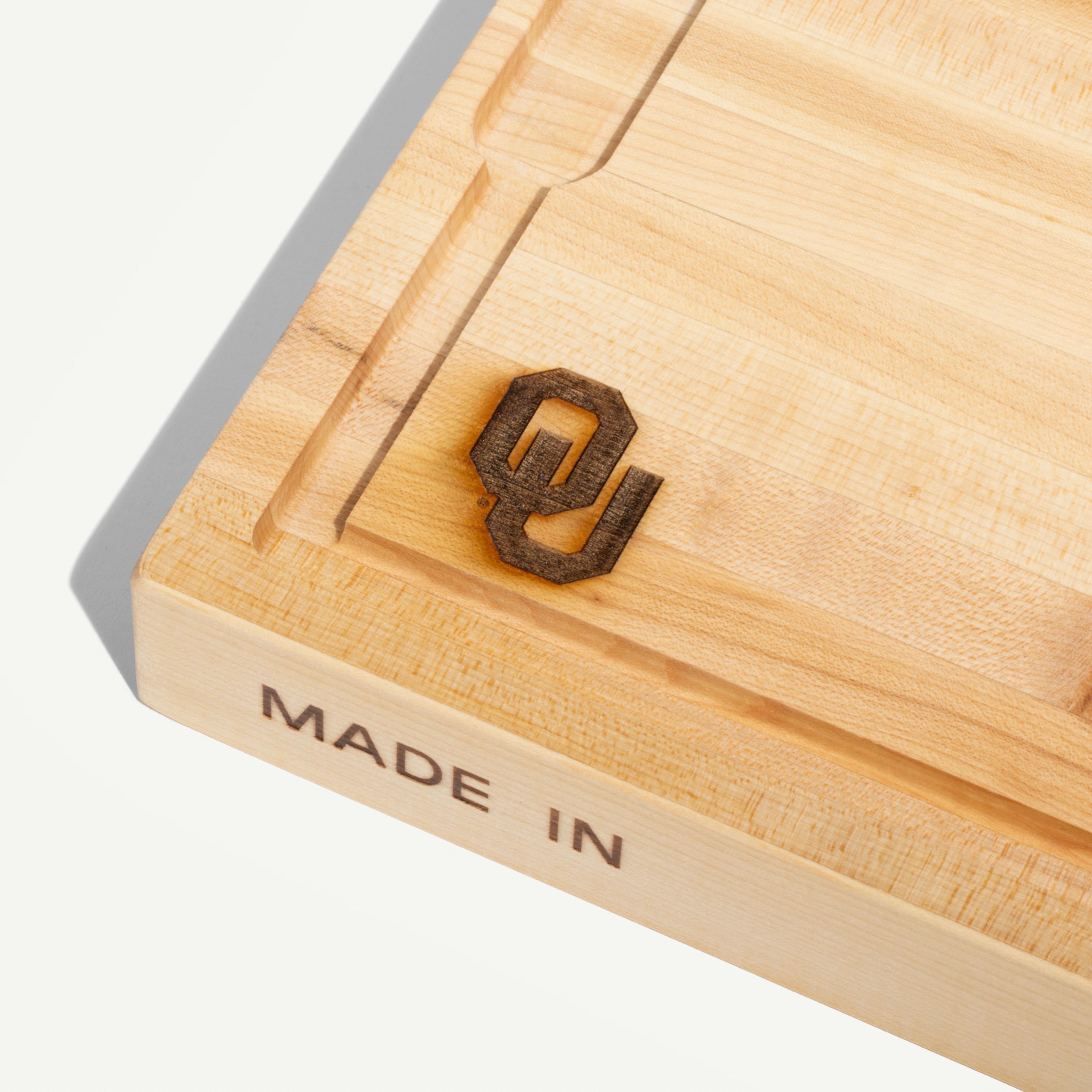 made-in-university-of-oklahoma-maple-wood-butcher-block-laser-engraved-sooners-l image 3