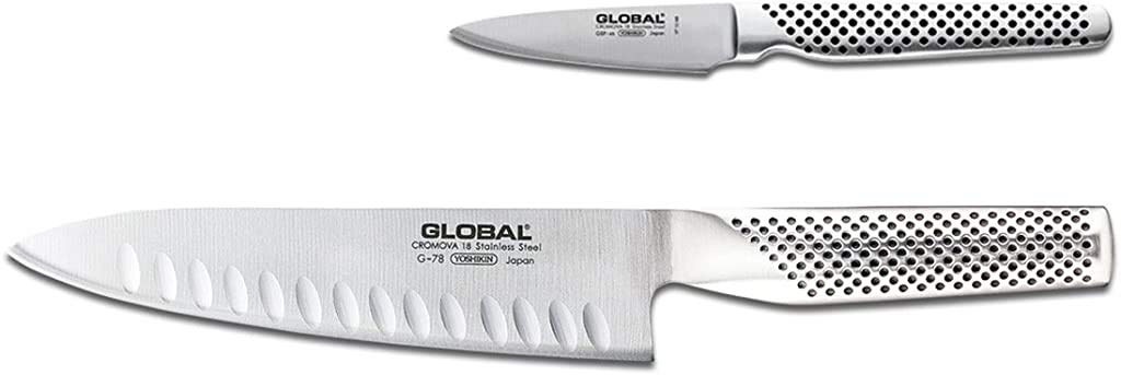 global-2-piece-cook-s-set-g-78-gsf-46-hollow-edge-chef-s-knife-and-paring-knife- image 1