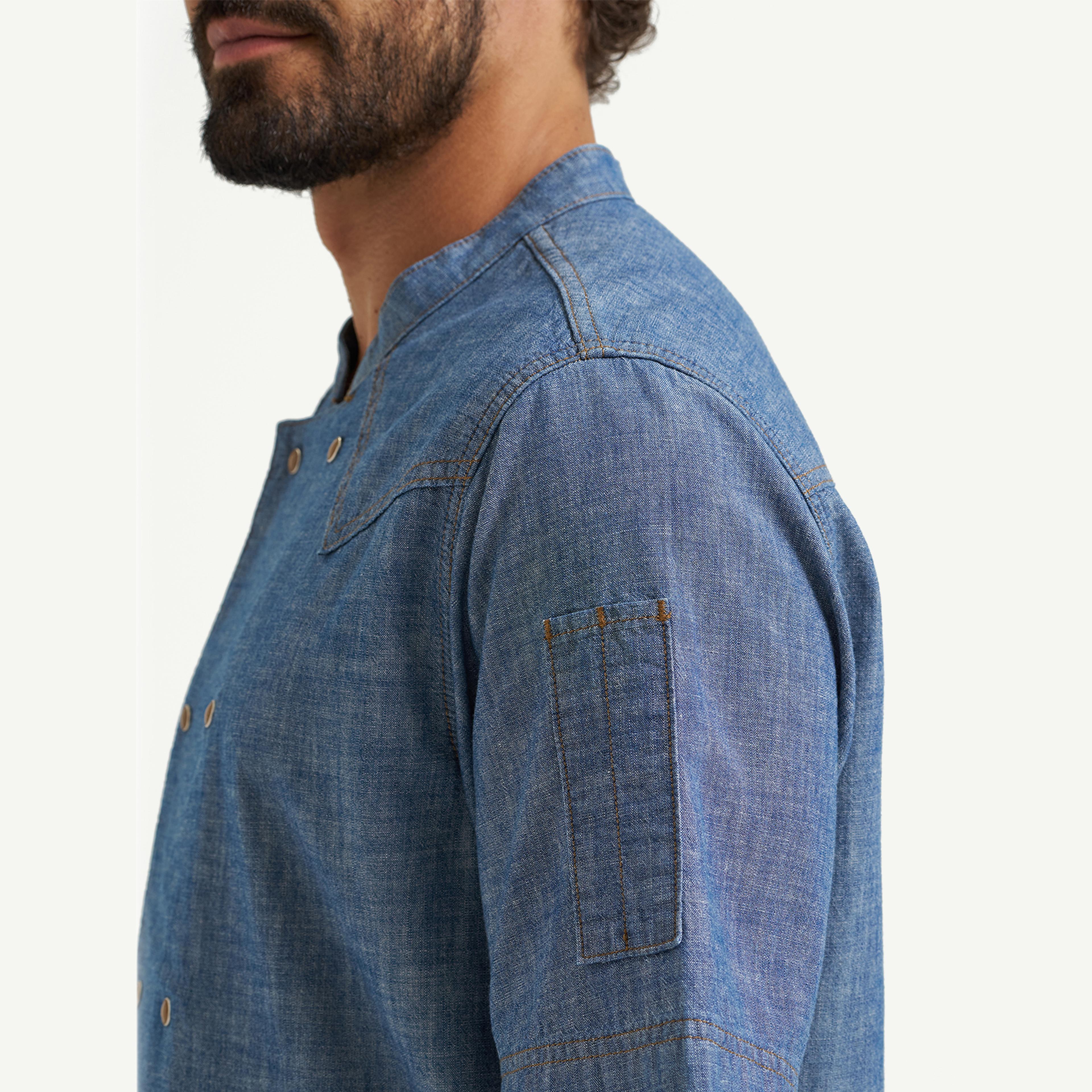 made-in-x-wrangler-double-breasted-lightweight-denim-chef-shirt image 4