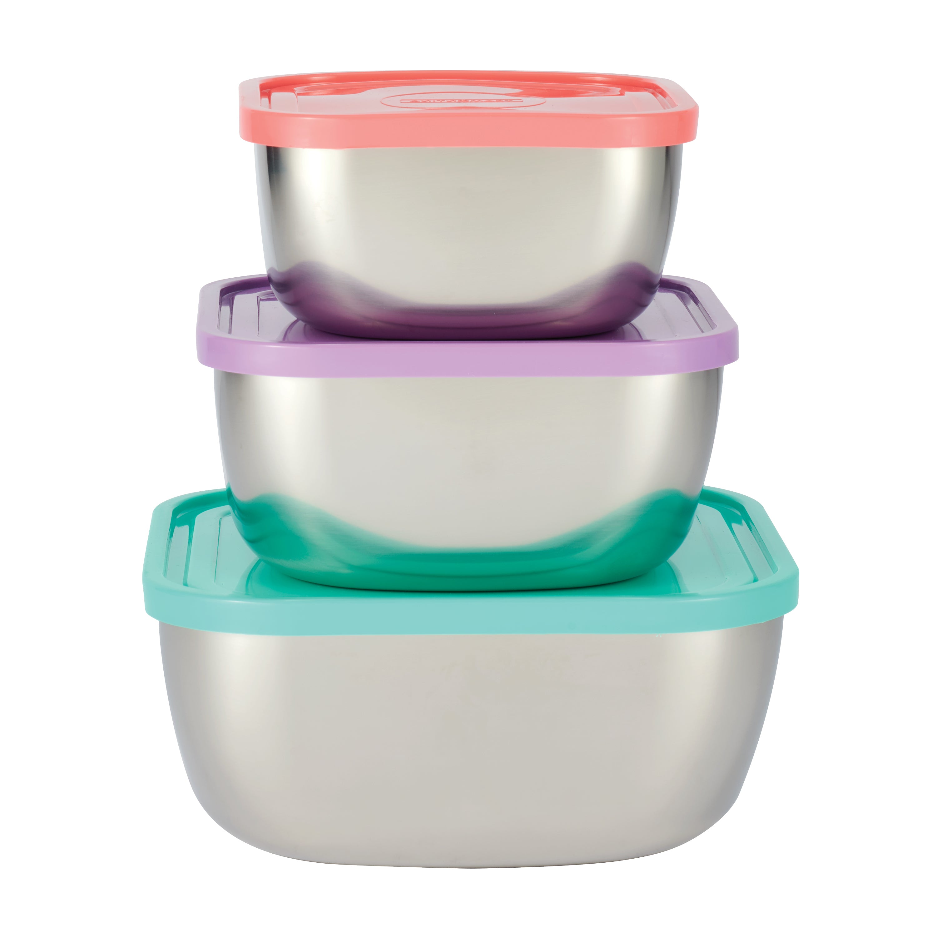 tramontina-6-piece-stainless-steel-covered-square-container-set-multi-color-lids image 1