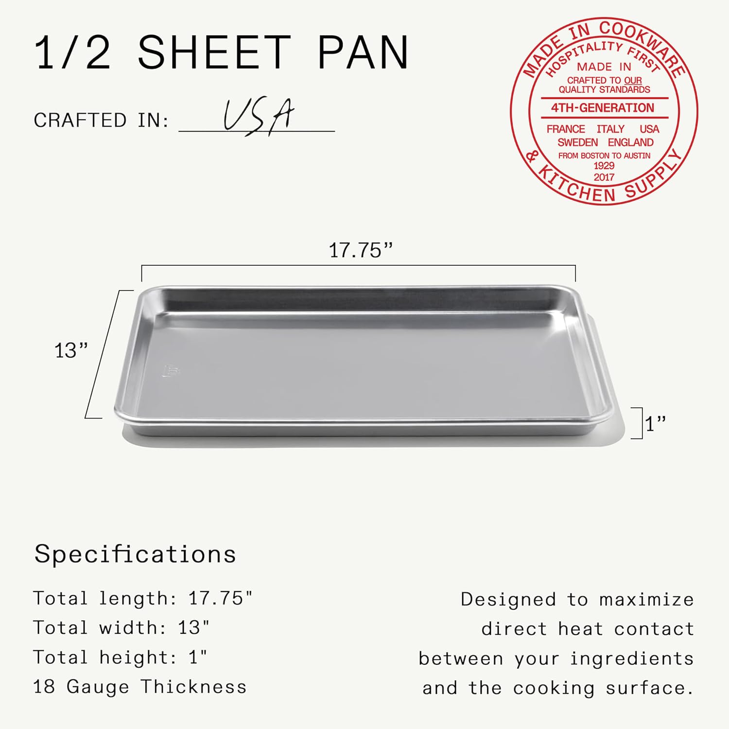 made-in-commercial-grade-aluminum-sheet-pan-13-x-17-75-half-size-professional-ba image 5