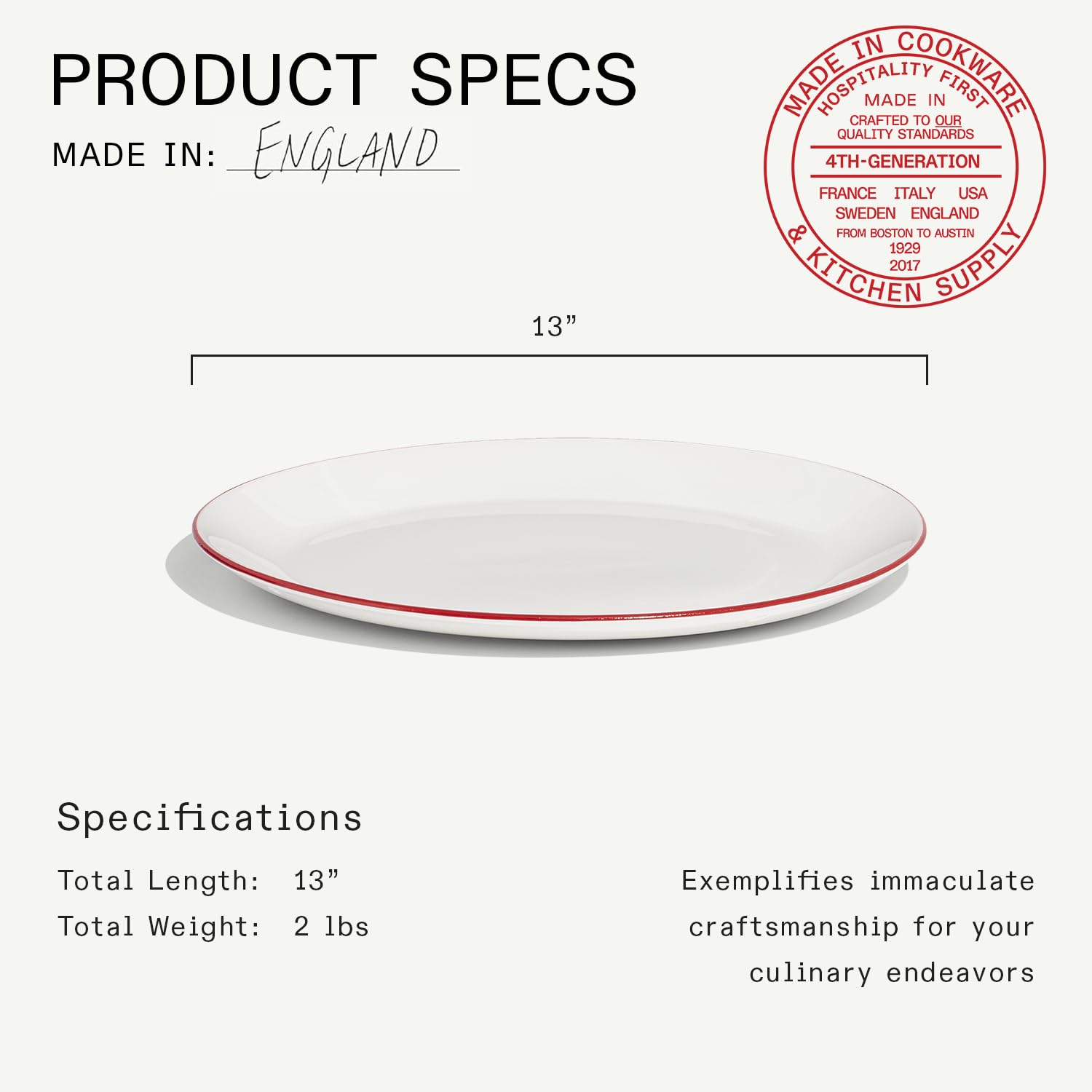 made-in-serving-platter-13-inch-white-with-red-rim-fully-alumina-vitrified-porce image 5