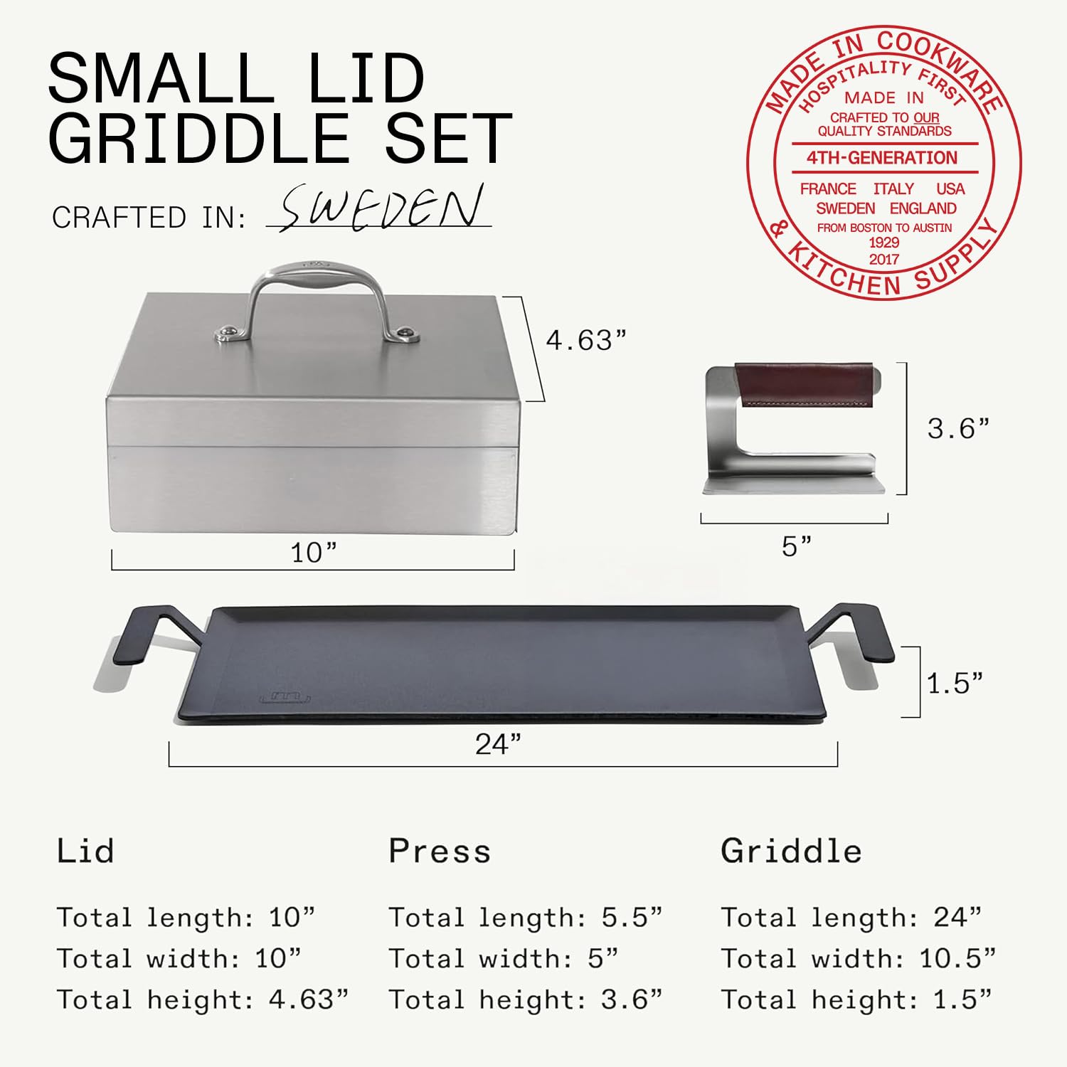 made-in-carbon-steel-griddle-and-grill-press-set-with-half-lid-sweden-made-induc image 3