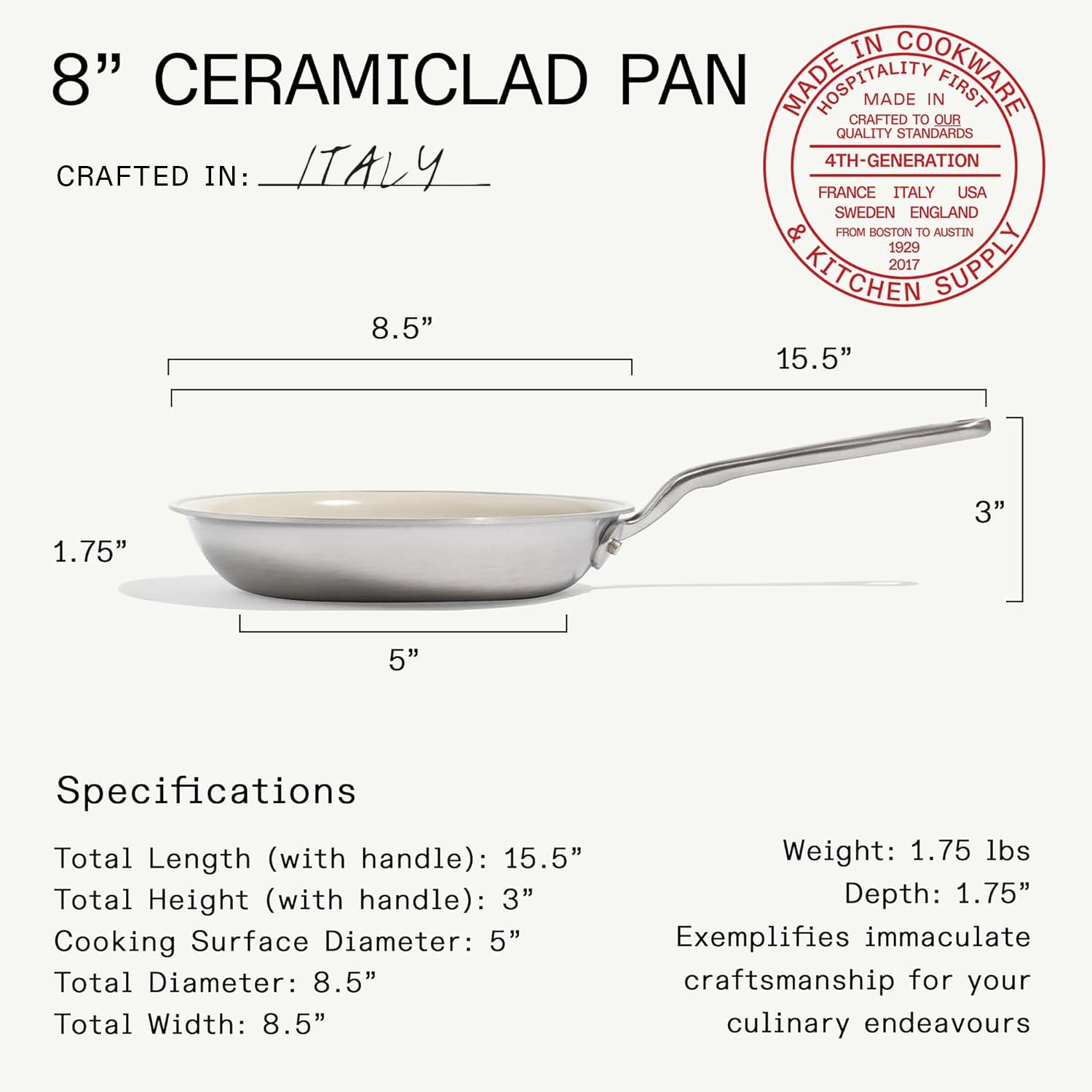 made-in-8-ceramiclad-non-stick-frying-pan-stainless-handle-5-ply-stainless-clad- image 3