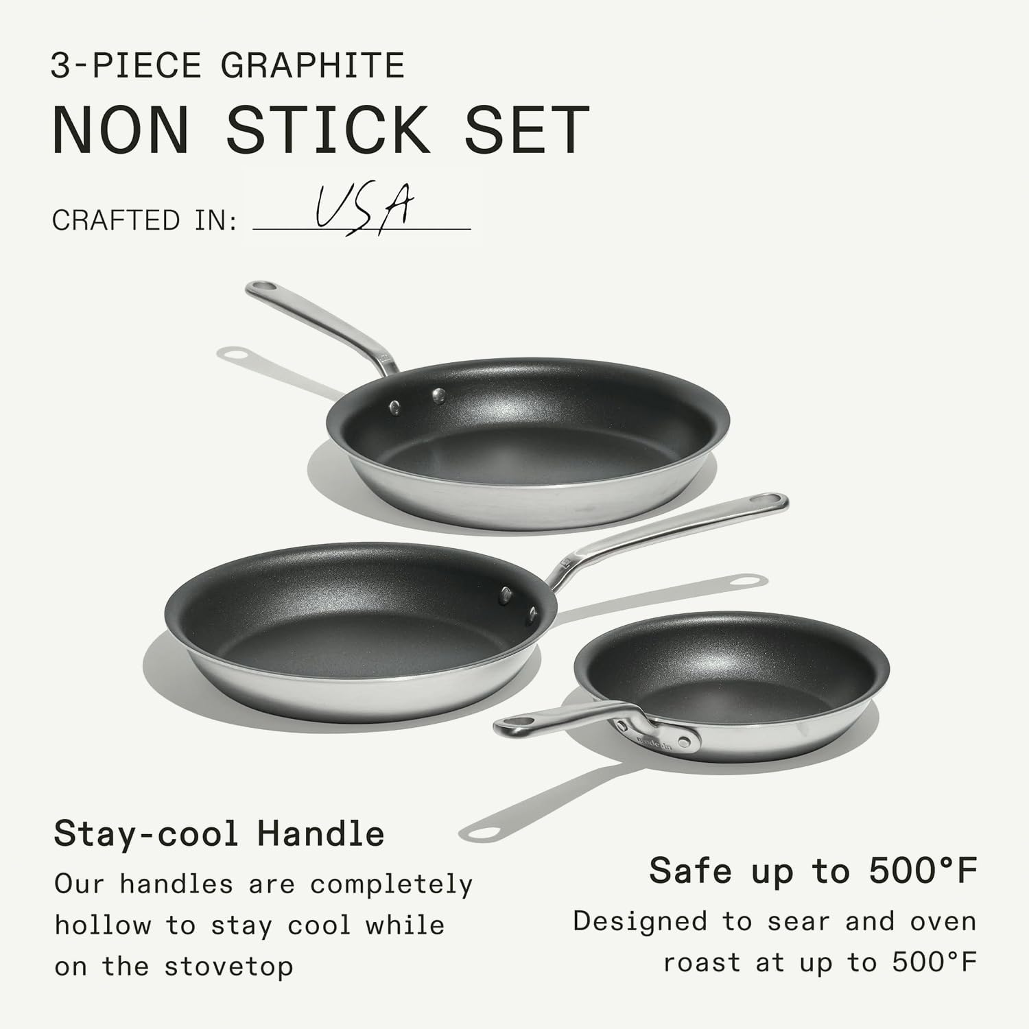 made-in-procoat-non-stick-3-piece-frying-pan-set-8-10-12-5-ply-stainless-clad-pr image 2
