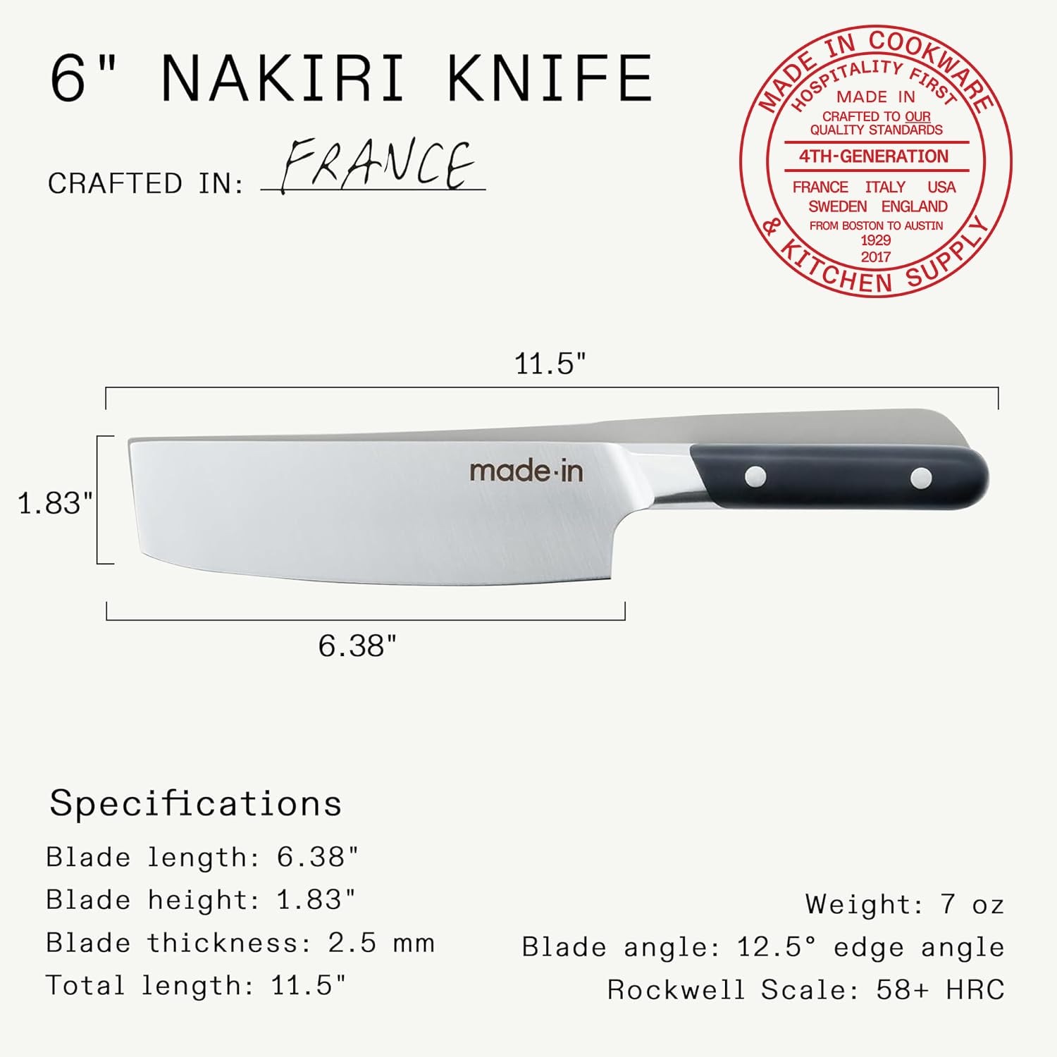 made-in-6-nakiri-knife-french-forged-x50crmov15-stainless-steel-full-tang-truffl image 5