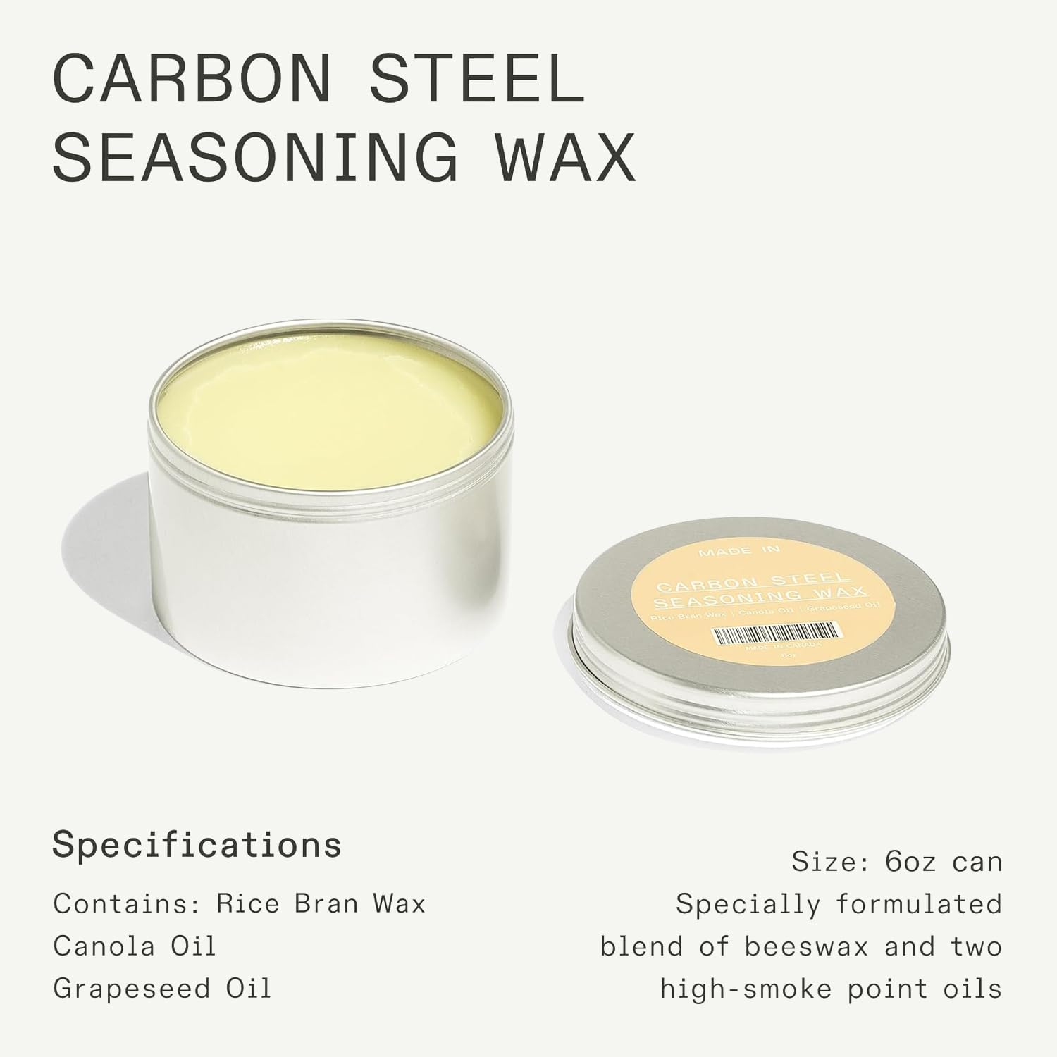 made-in-carbon-steel-seasoning-wax-6-oz-rice-bran-wax-canola-grapeseed-oil-craft image 4