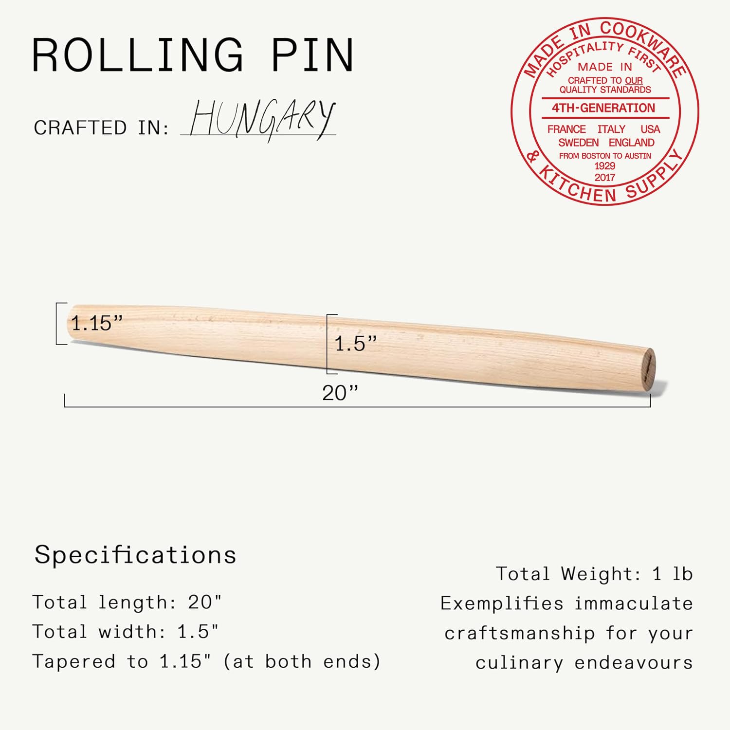 made-in-solid-beechwood-french-tapered-rolling-pin-20-crafted-in-hungary image 4