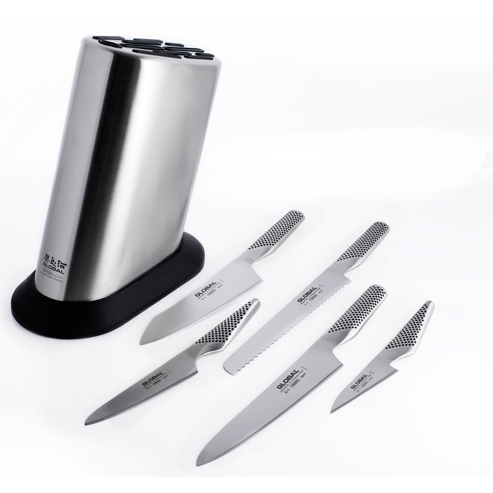 global-g-835-ws-6-piece-stainless-knife-block-set-japanese-steel-g-3-g-4-g-9-gs- image 1