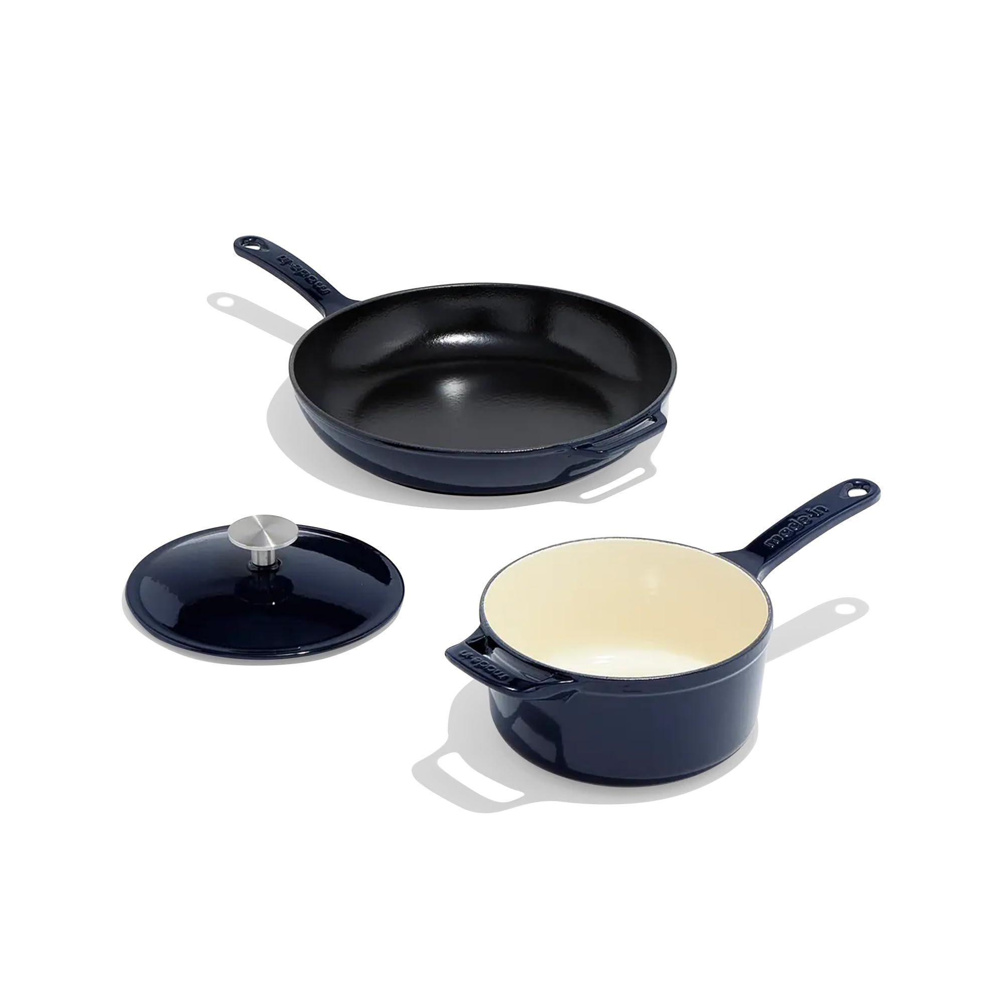 made-in-5-piece-enameled-cast-iron-cookware-set-blue-dutch-oven-with-lid-skillet image 2