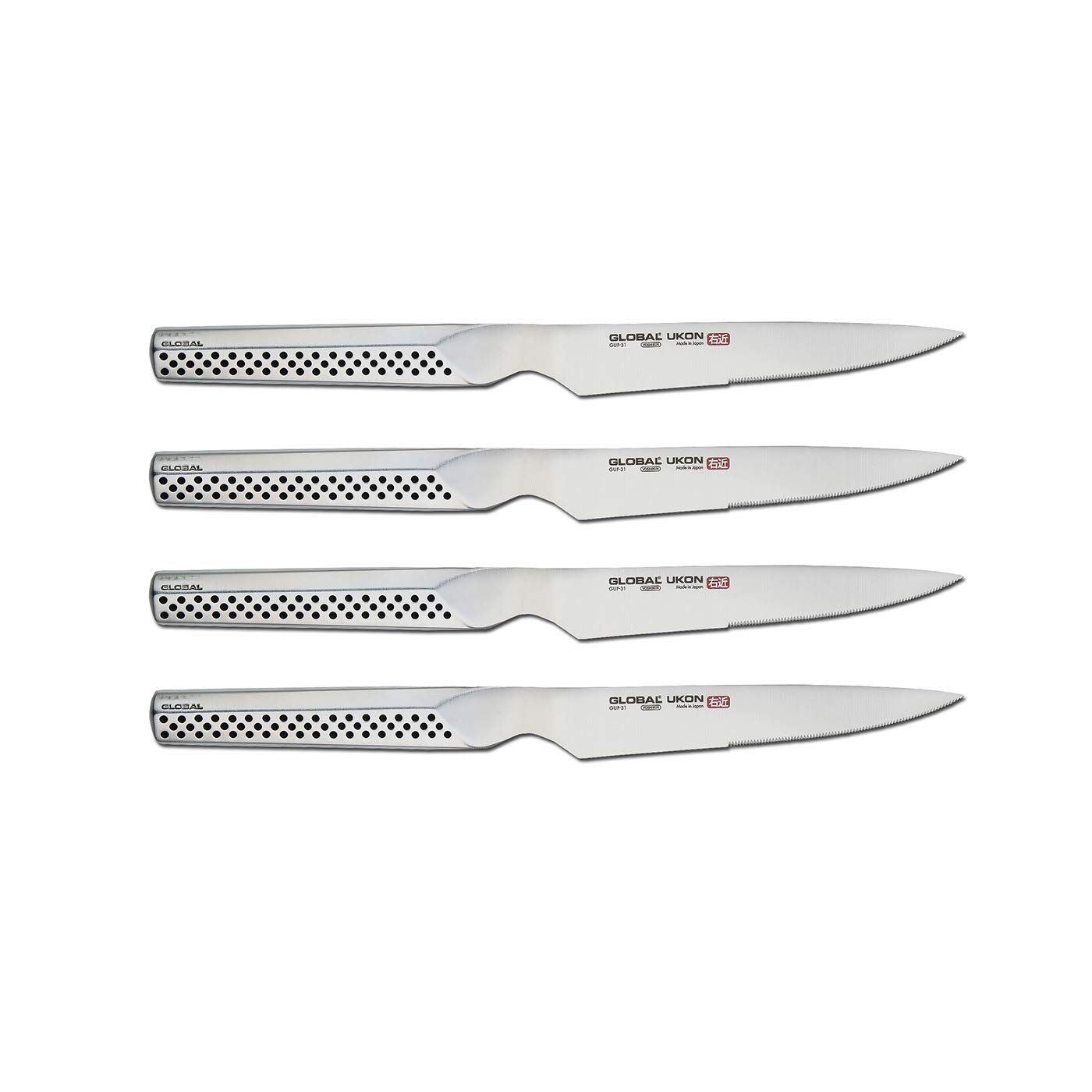 global-ukon-4-piece-steak-knife-set-cromova-18-stainless-steel-serrated-steak-kn image 1