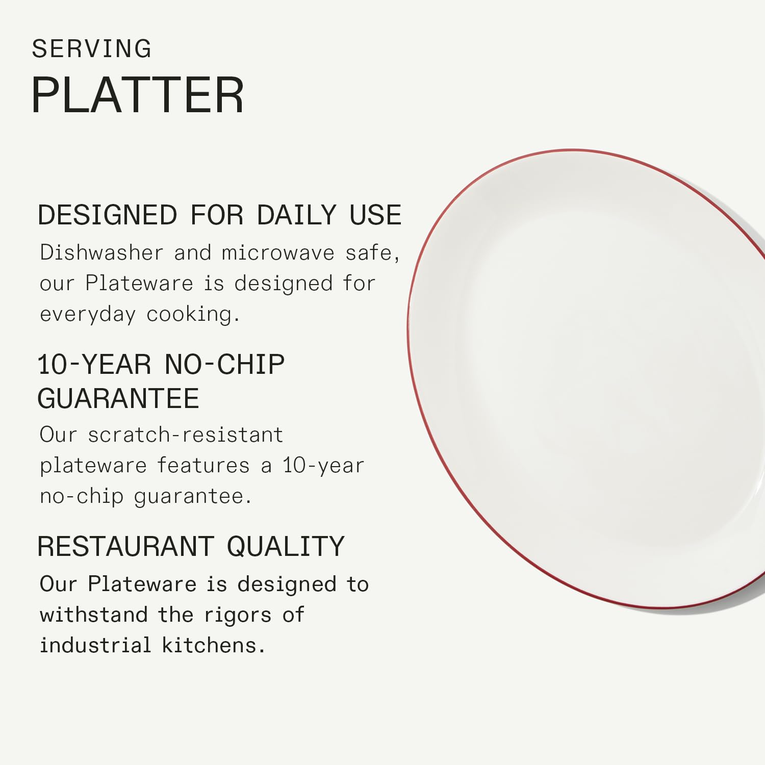 made-in-serving-platter-13-inch-white-with-red-rim-fully-alumina-vitrified-porce image 3