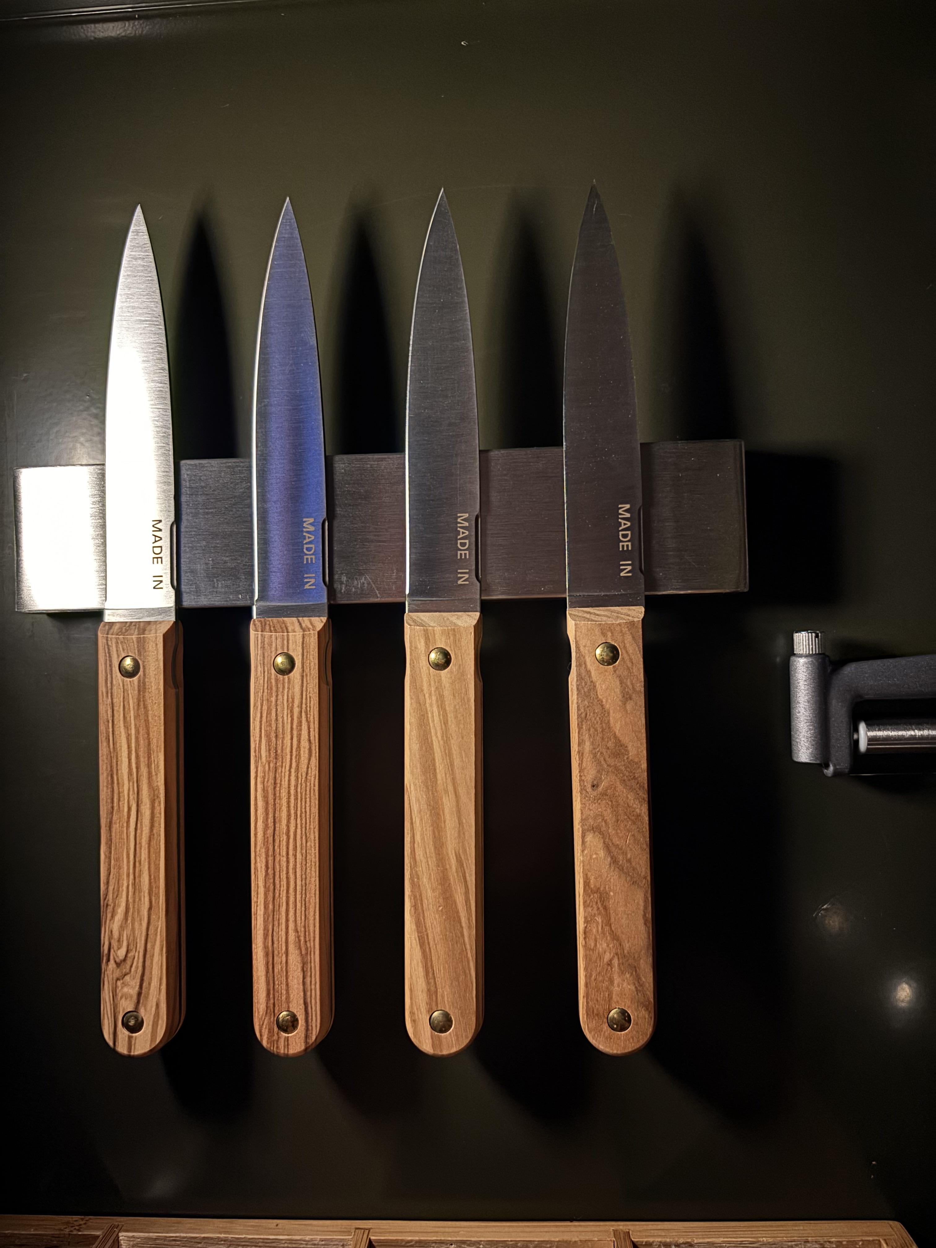 Excellent knives, careful with the wood