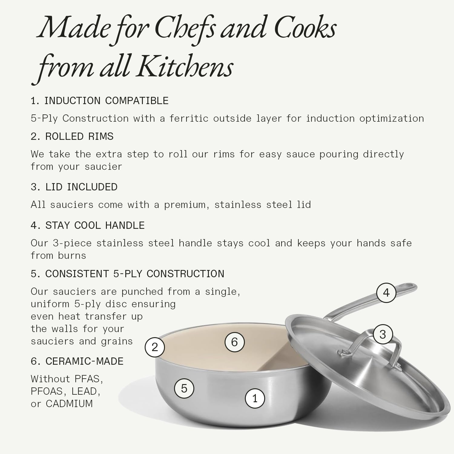 made-in-3-qt-ceramiclad-non-stick-saucier-with-lid-stainless-handle-5-ply-stainl image 2