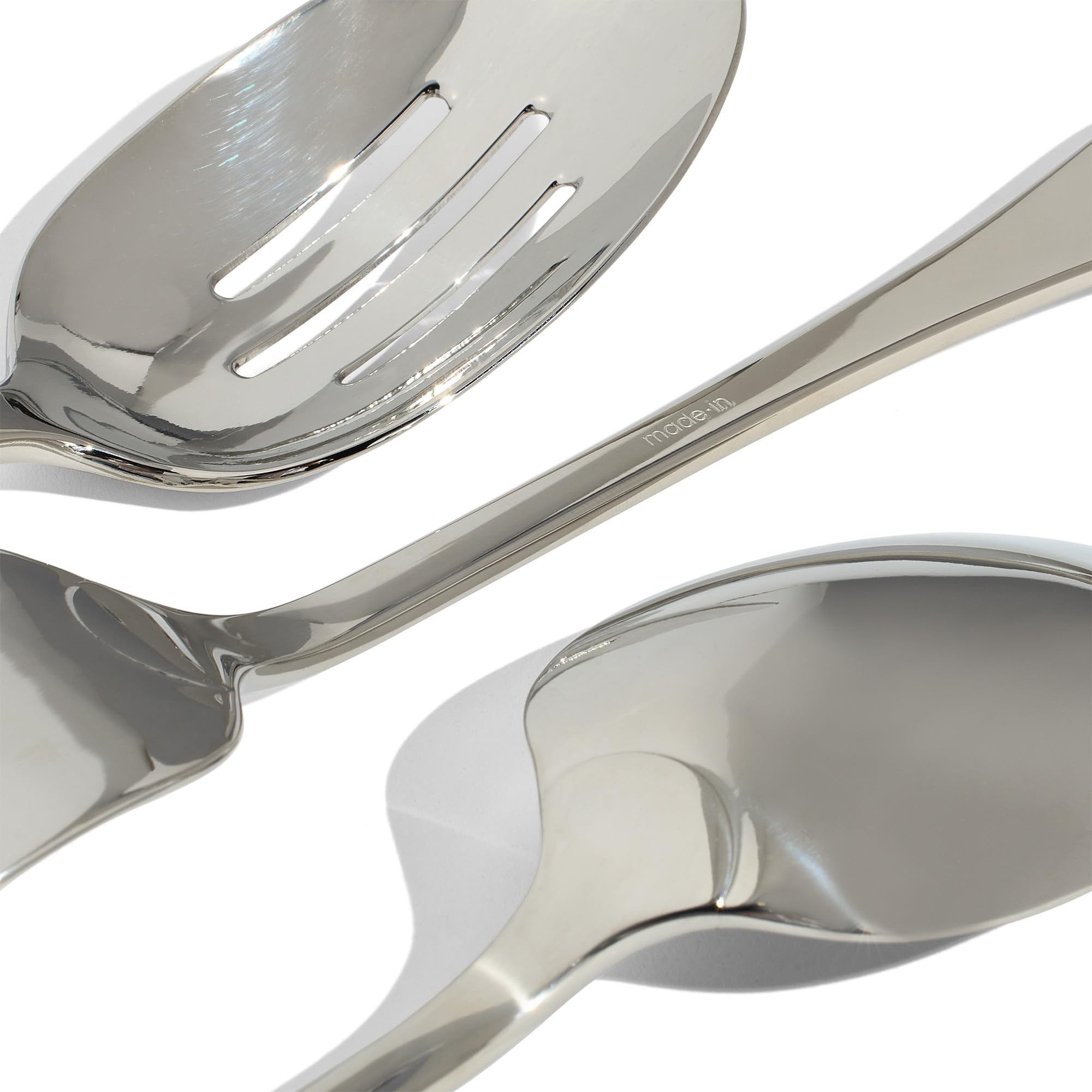 made-in-stainless-steel-serving-utensil-set-fork-spoon-and-slotted-spoon-dishwas image 2