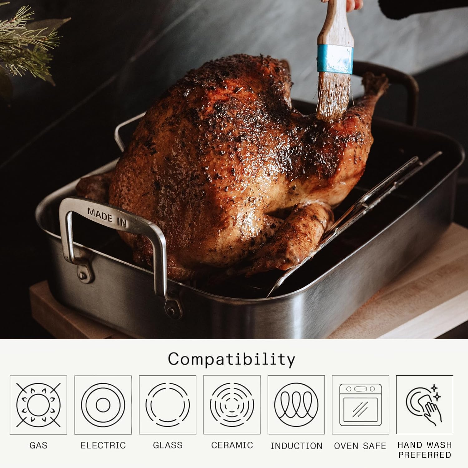 made-in-stainless-clad-roasting-pan-with-rack-3-ply-stainless-18-45-pro-roaster- image 4