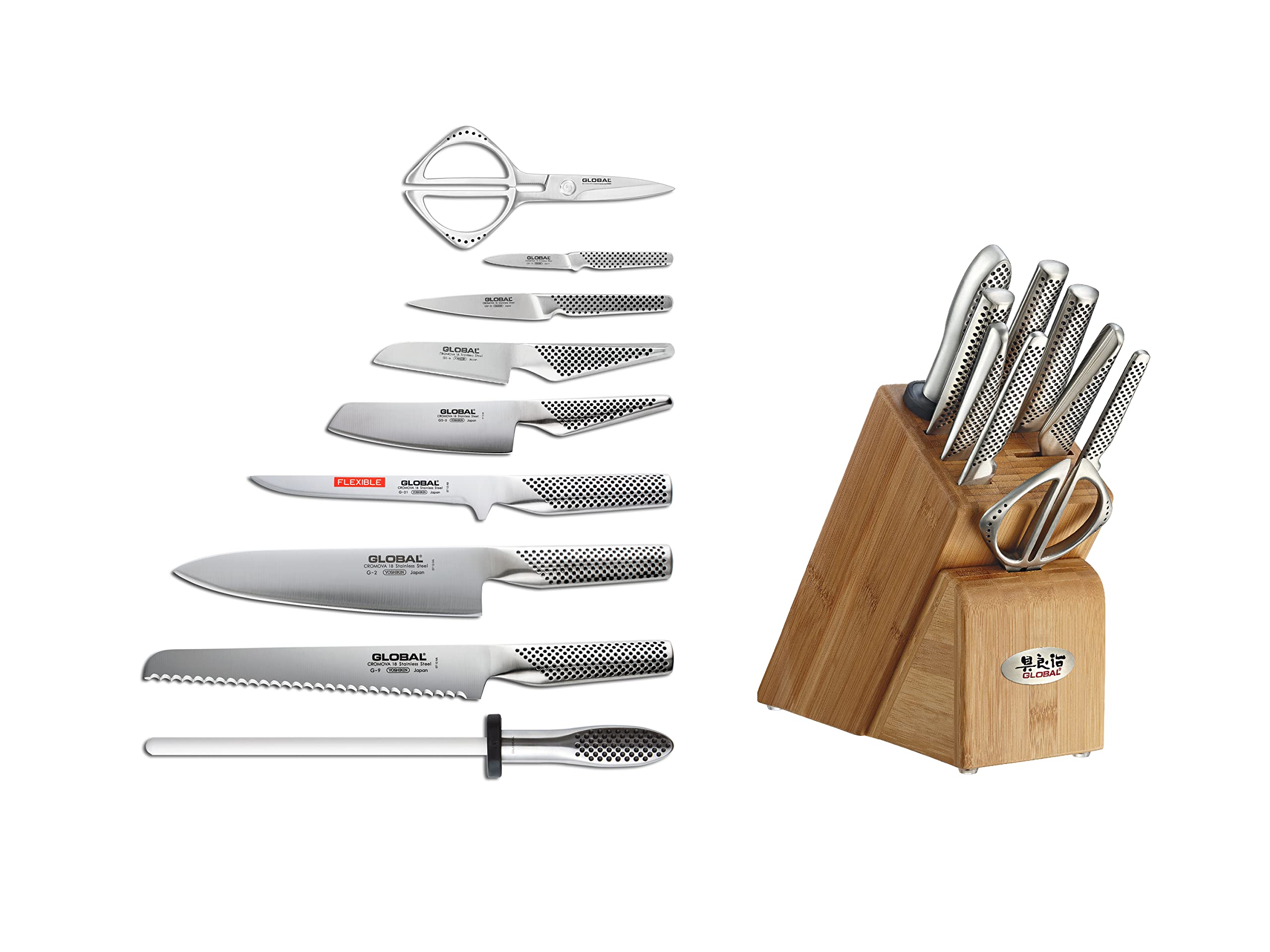 global-g-79589au-knife-block-set-forged-cromova-18-stainless-steel-kitchen-knife image 2