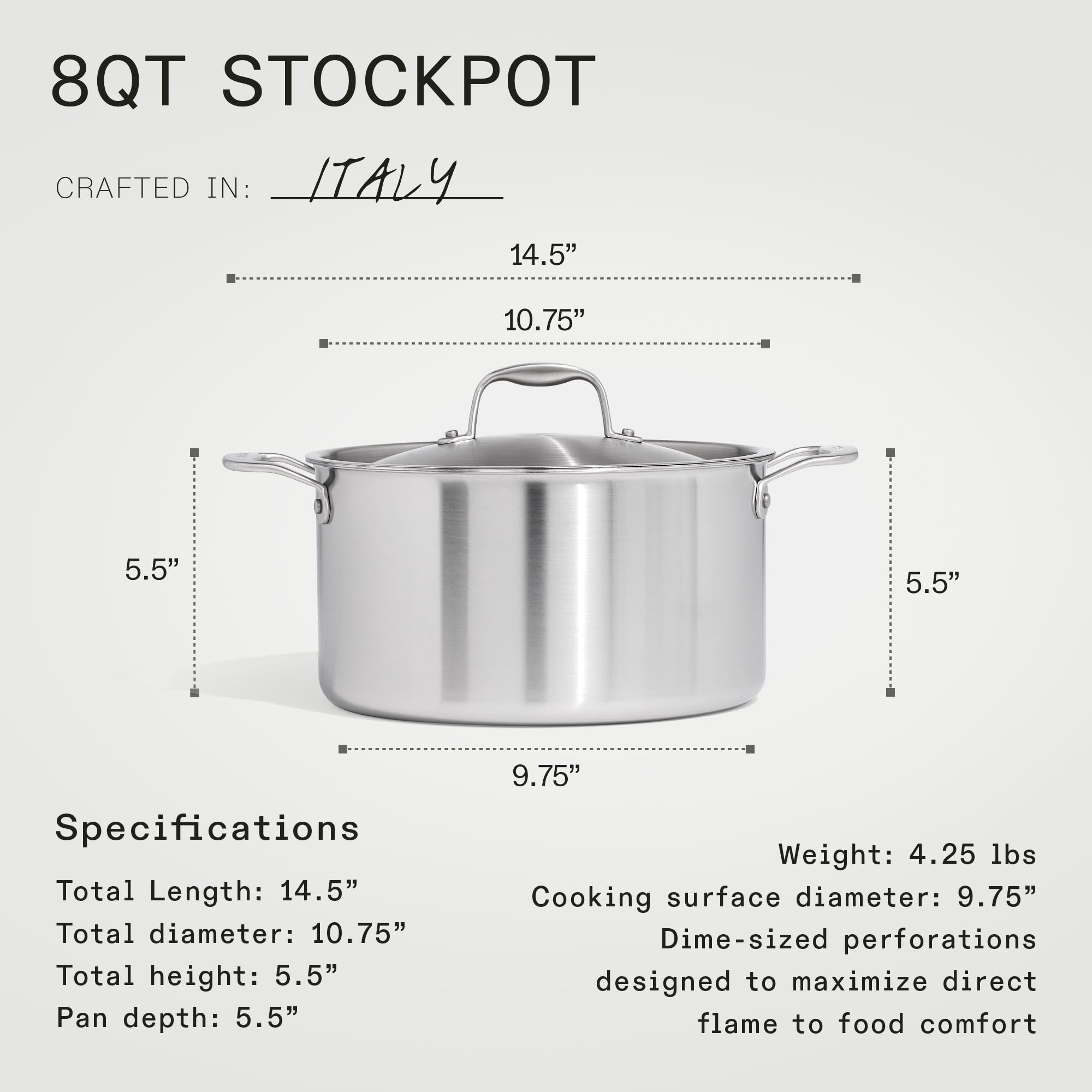 made-in-8-qt-procoat-non-stick-stock-pot-with-lid-harbour-blue-5-ply-stainless-c image 3
