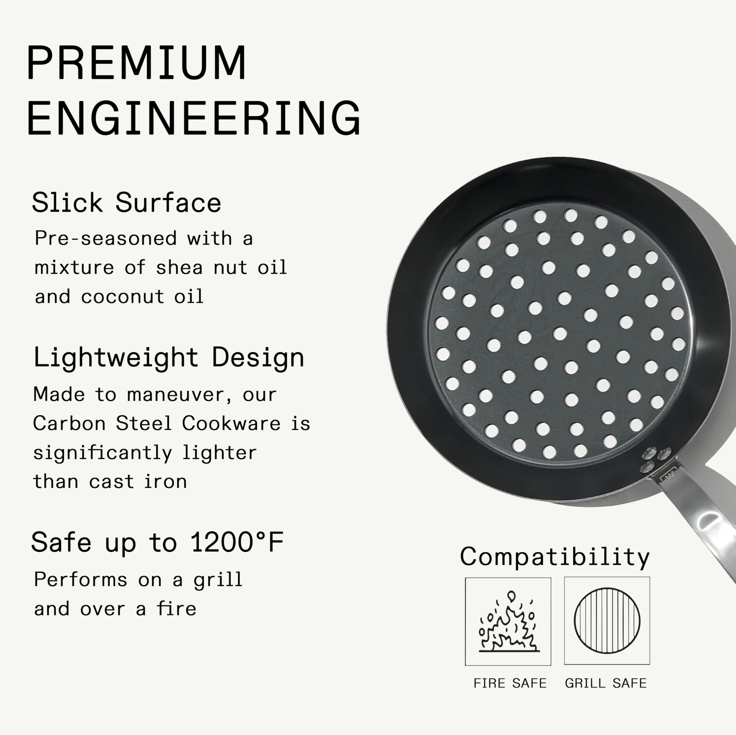 made-in-12-seasoned-carbon-steel-grill-frying-pan-pre-seasoned-high-heat-searing image 2