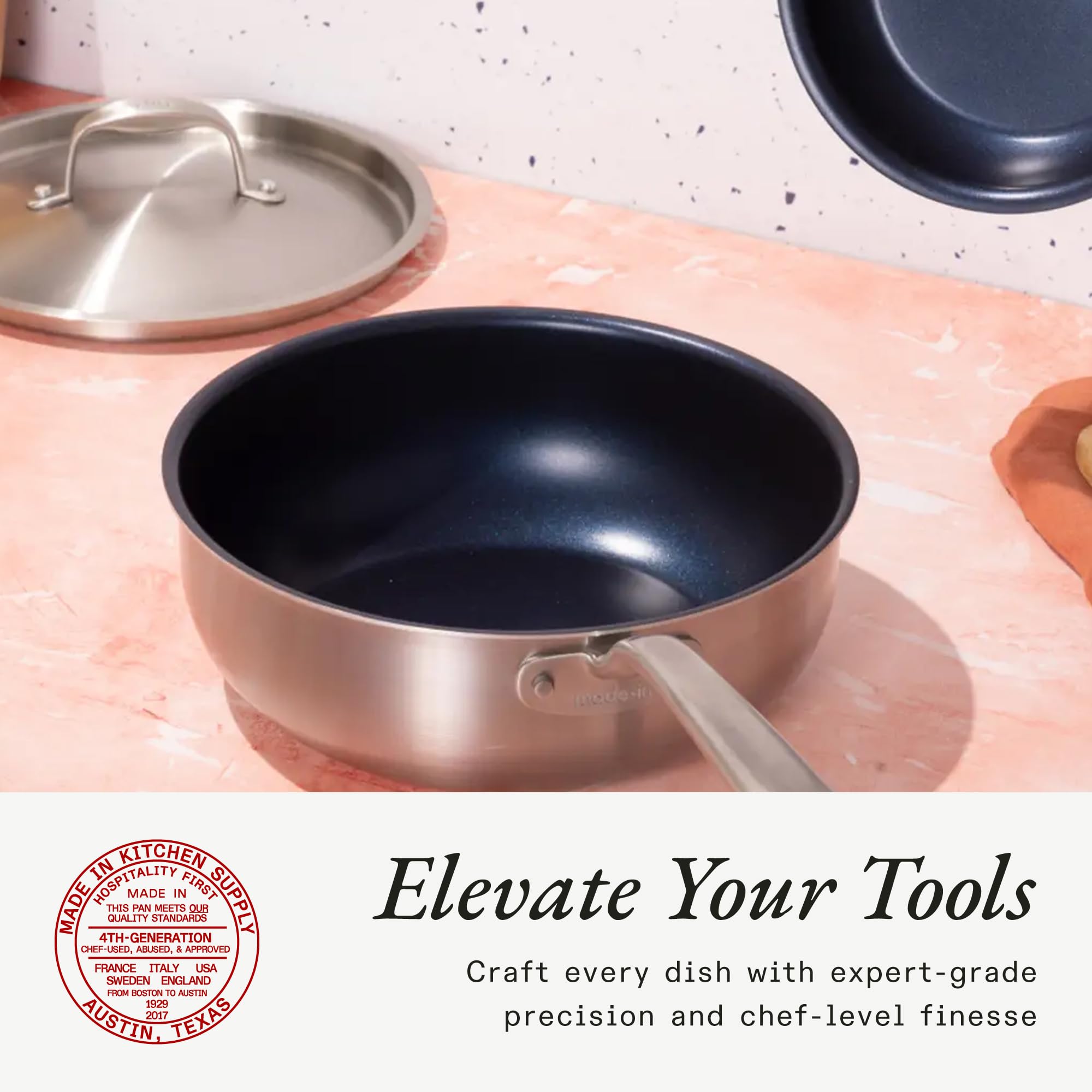 made-in-3-qt-procoat-non-stick-saucier-with-lid-5-ply-stainless-clad-induction-c image 4