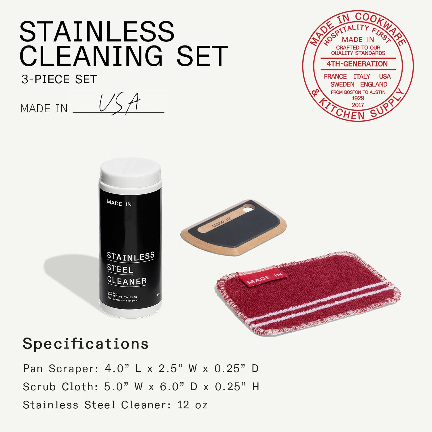 made-in-3-piece-stainless-steel-cleaning-set-with-pan-scraper-scrub-cloth-stainl image 4