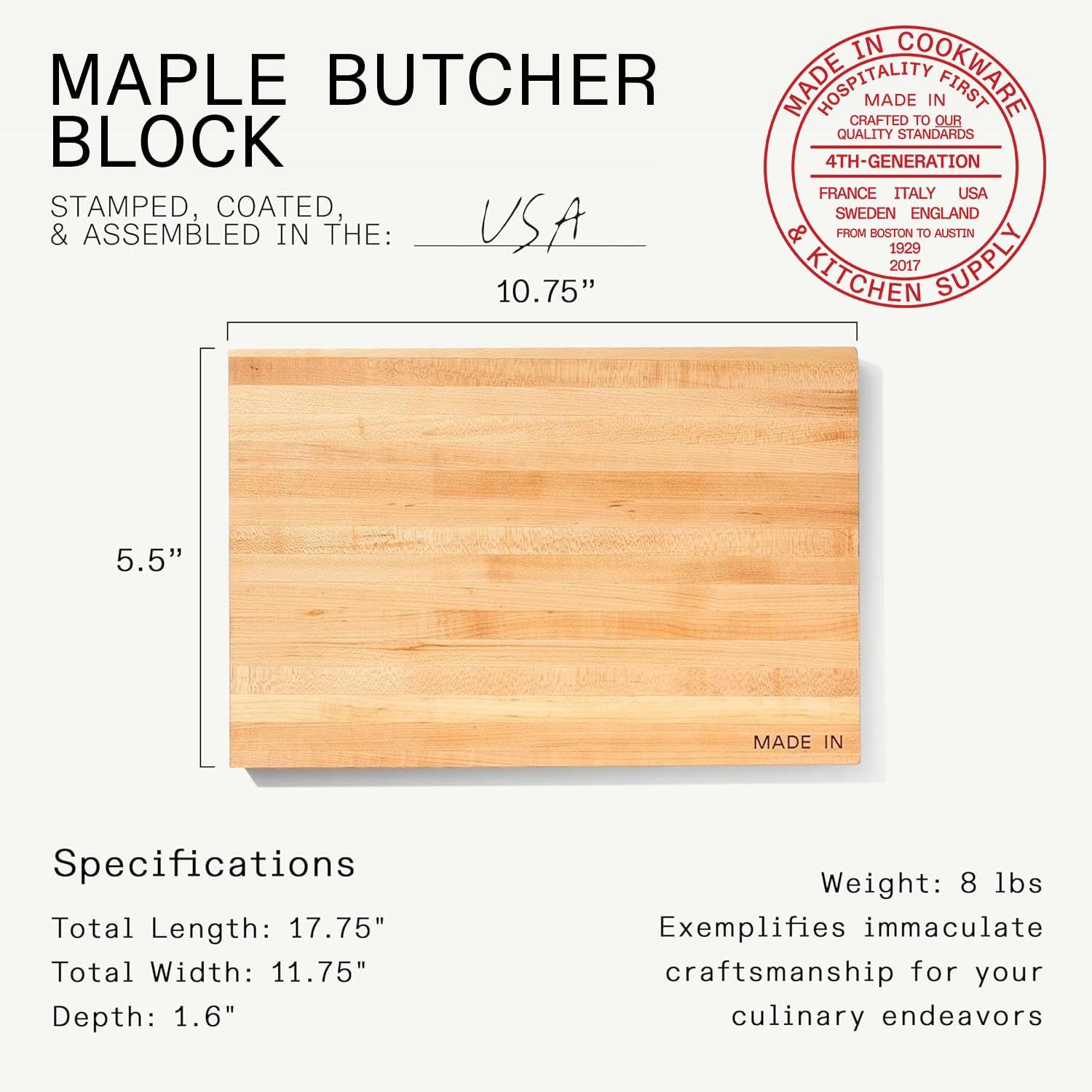 made-in-maple-wood-butcher-block-cutting-charcuterie-board-17-75-x-11-75-usa-cra image 5