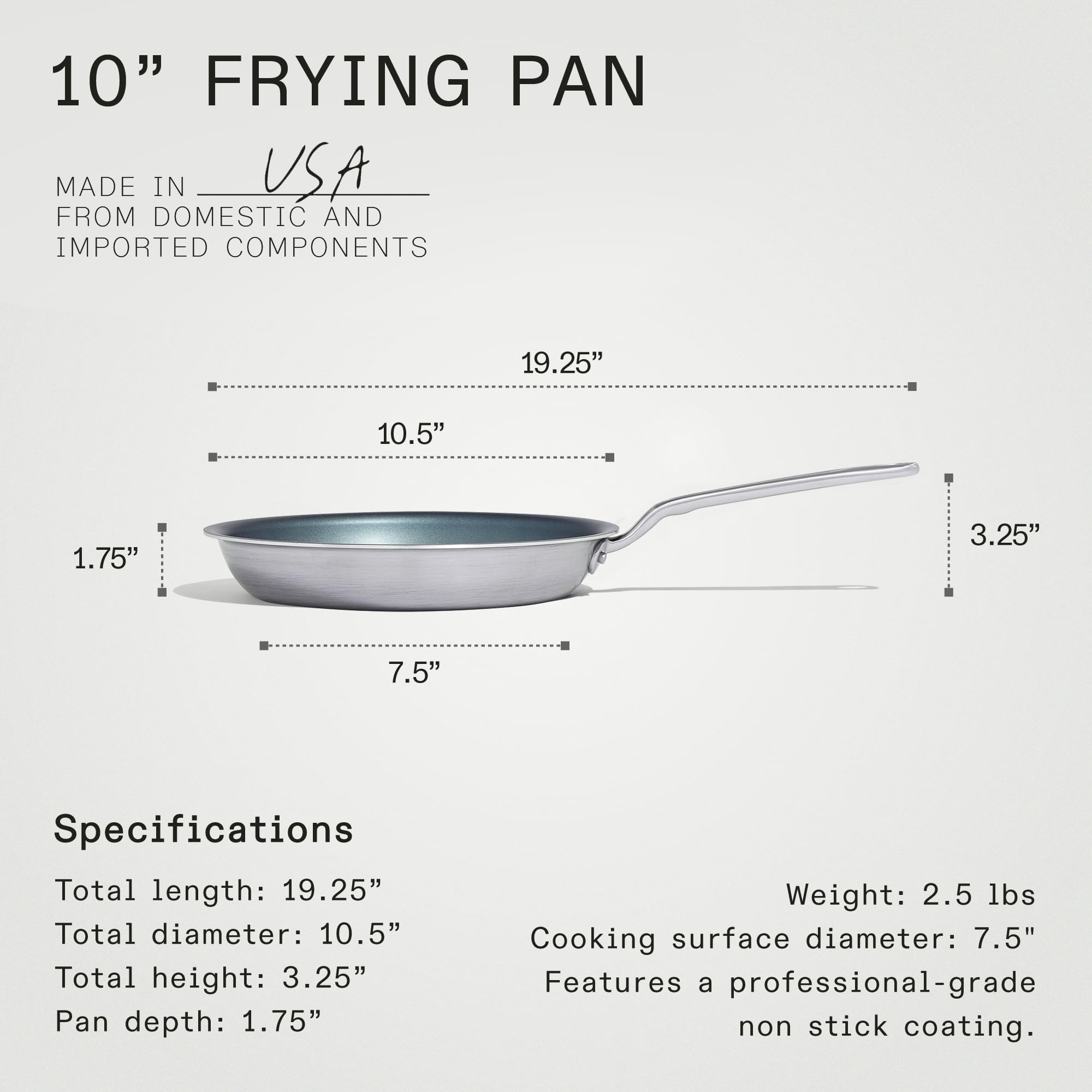 made-in-procoat-10-non-stick-frying-pan-silver-lake-5-ply-stainless-clad-nonstic image 5