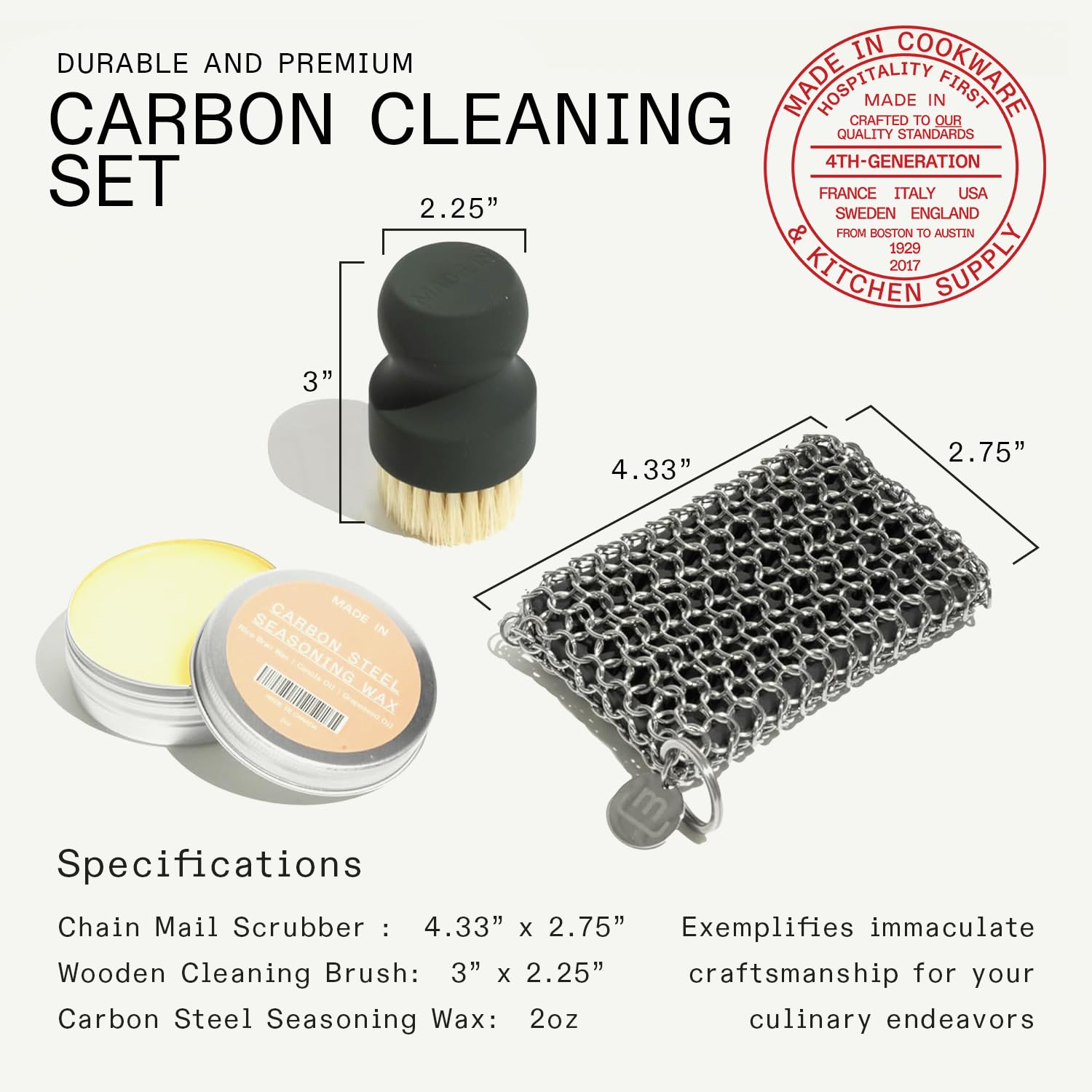made-in-cookware-3-piece-carbon-steel-cleaning-set-chain-mail-scrubber-cleaning- image 3