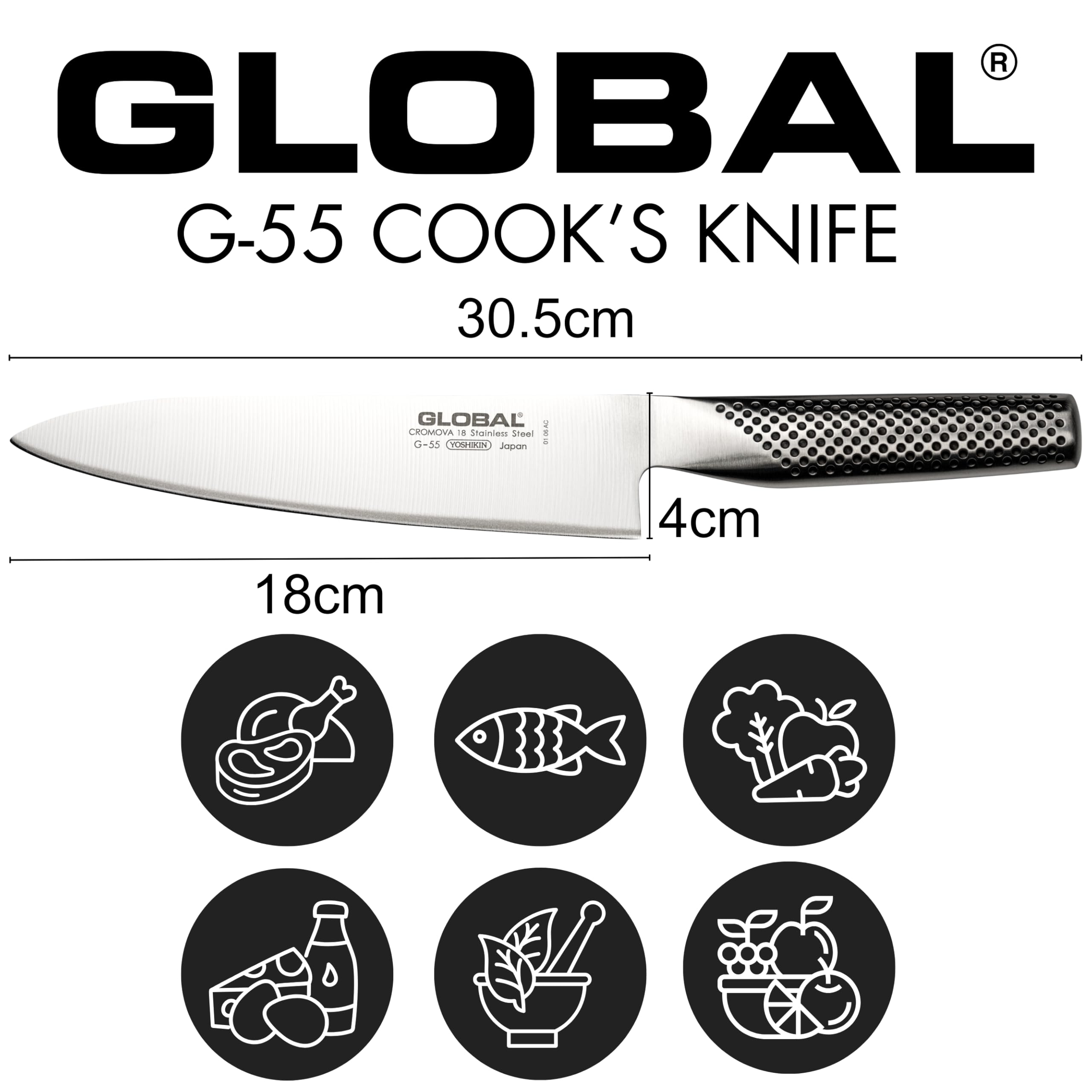 global-7-chef-s-knife-cromova-18-japanese-stainless-steel-dimpled-handle image 3