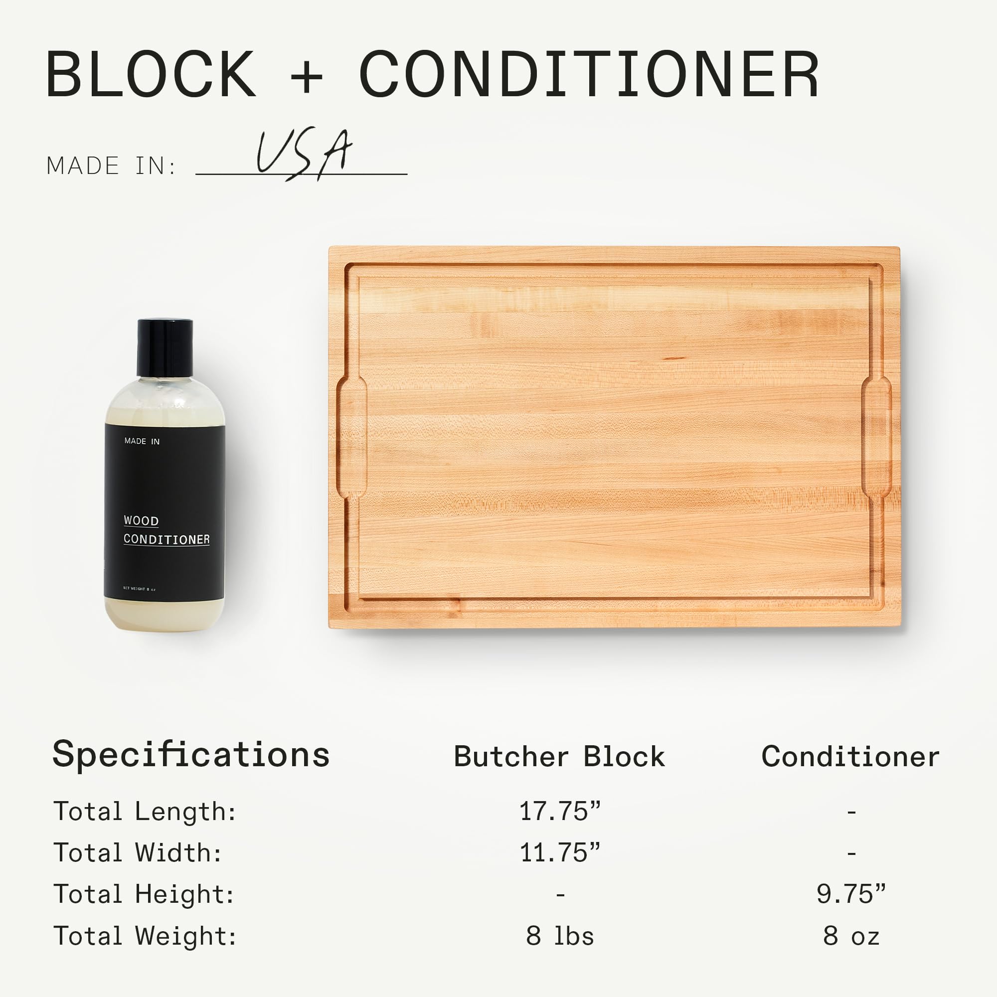 made-in-maple-wood-butcher-block-with-wood-conditioner-17-75-x-11-75-two-sided-c image 6