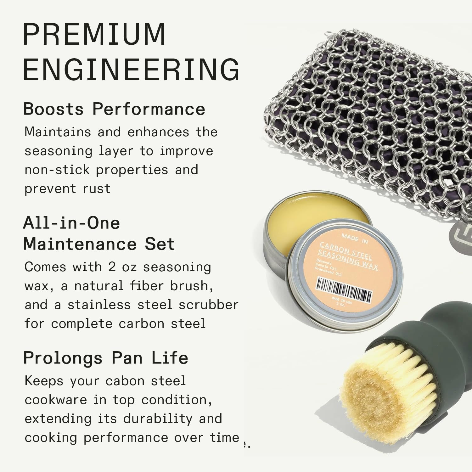 made-in-cookware-3-piece-carbon-steel-cleaning-set-chain-mail-scrubber-cleaning- image 2