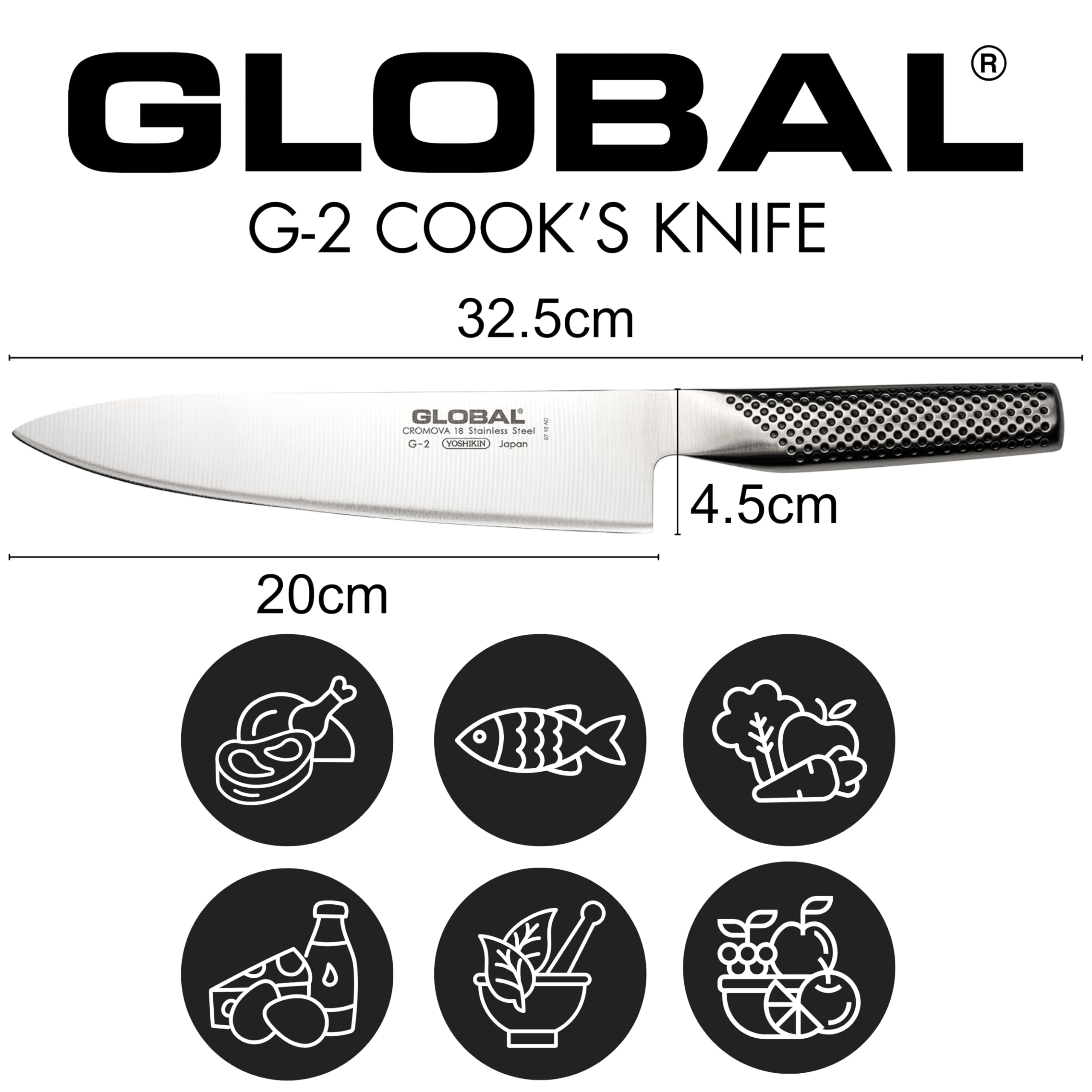 global-g-2-8-inch-20cm-chef-s-knife-molybdenum-vanadium-stainless-steel-silver image 3