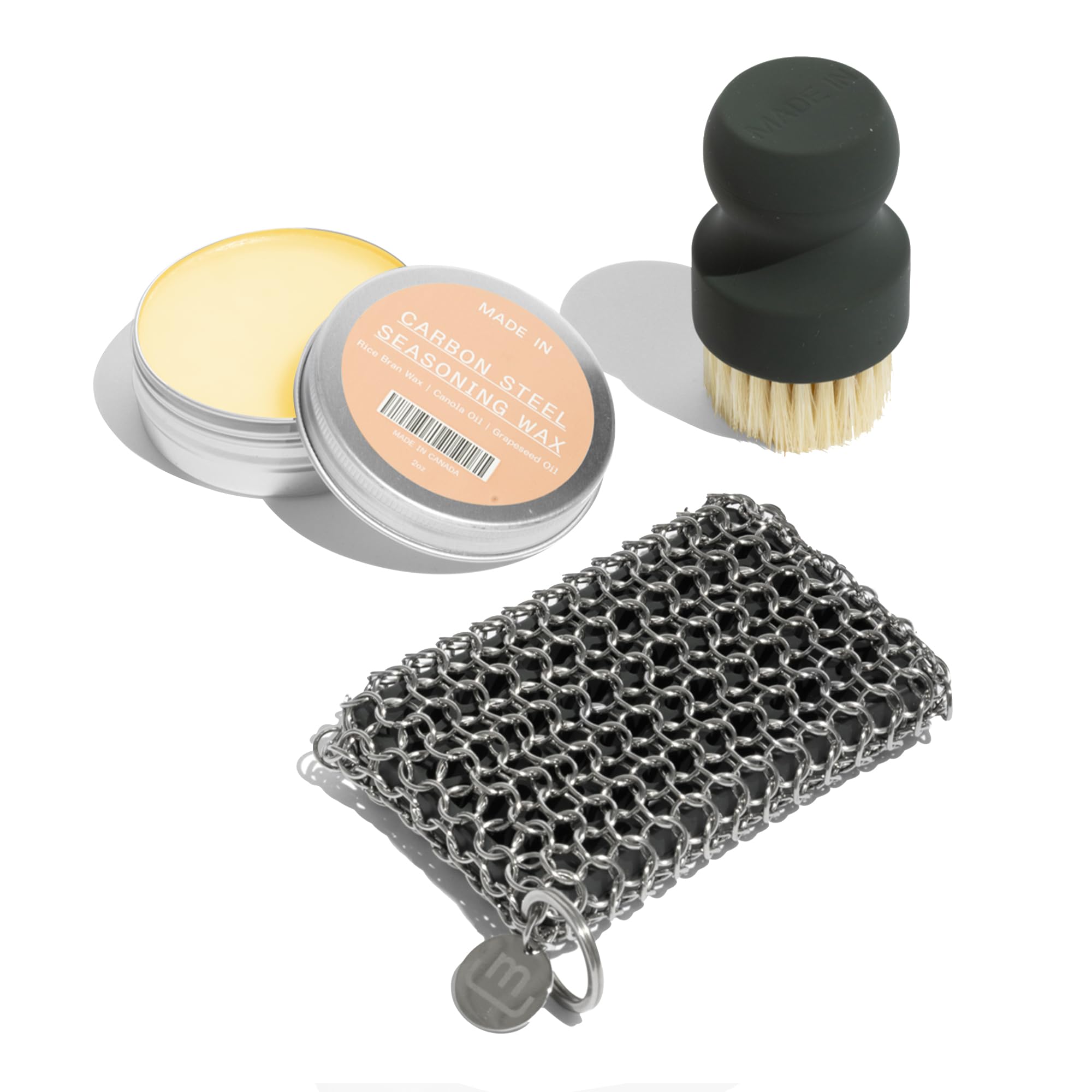 made-in-cookware-3-piece-carbon-steel-cleaning-set-chain-mail-scrubber-cleaning- image 1