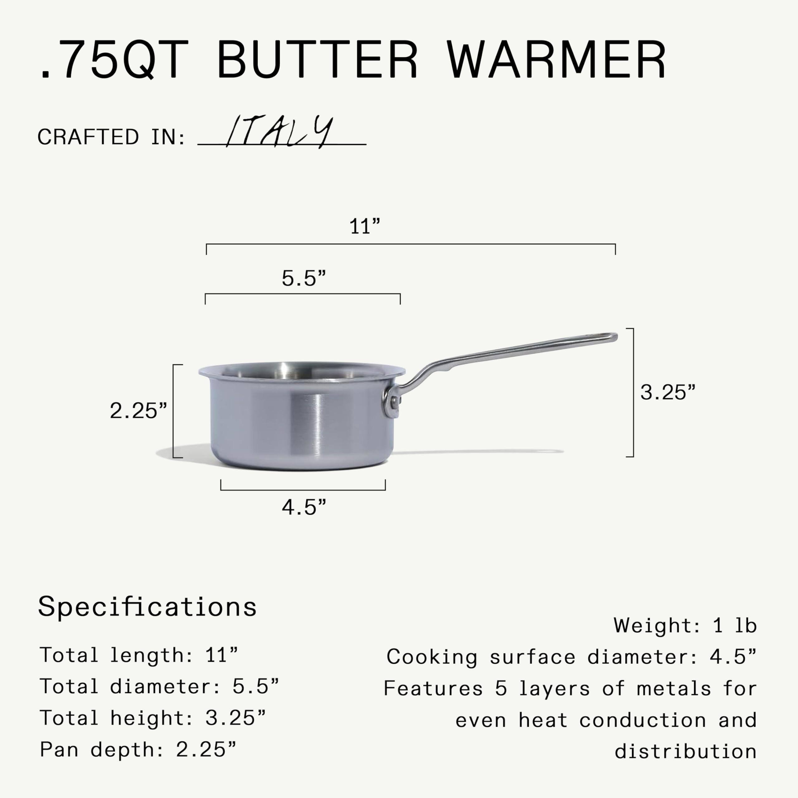 made-in-3-4-quart-stainless-clad-butter-warmer-5-ply-stainless-steel-made-in-ita image 3