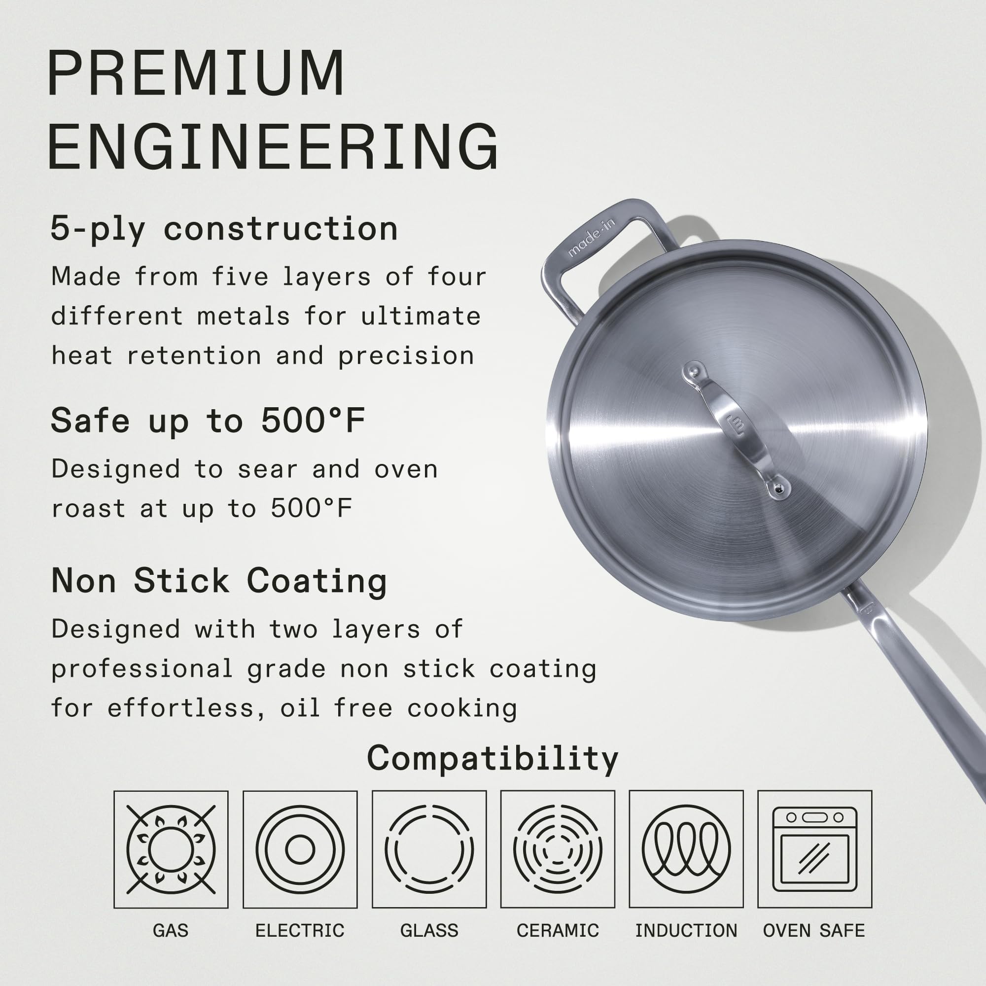made-in-procoat-3-5-quart-non-stick-saute-pan-with-lid-5-ply-stainless-clad-indu image 2