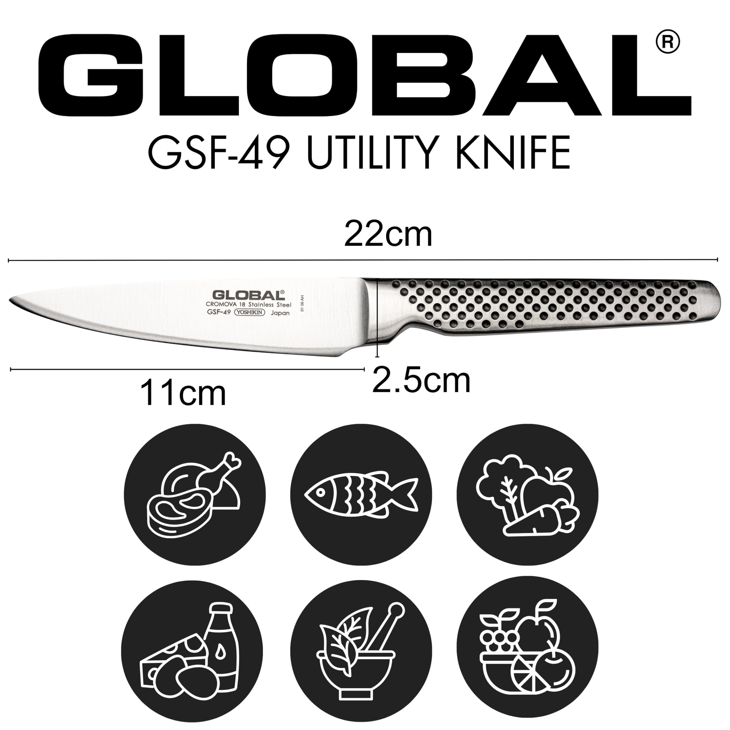 global-gsf-49-4-5-inch-11cm-utility-knife-cromova-18-stainless-steel-precision-s image 3