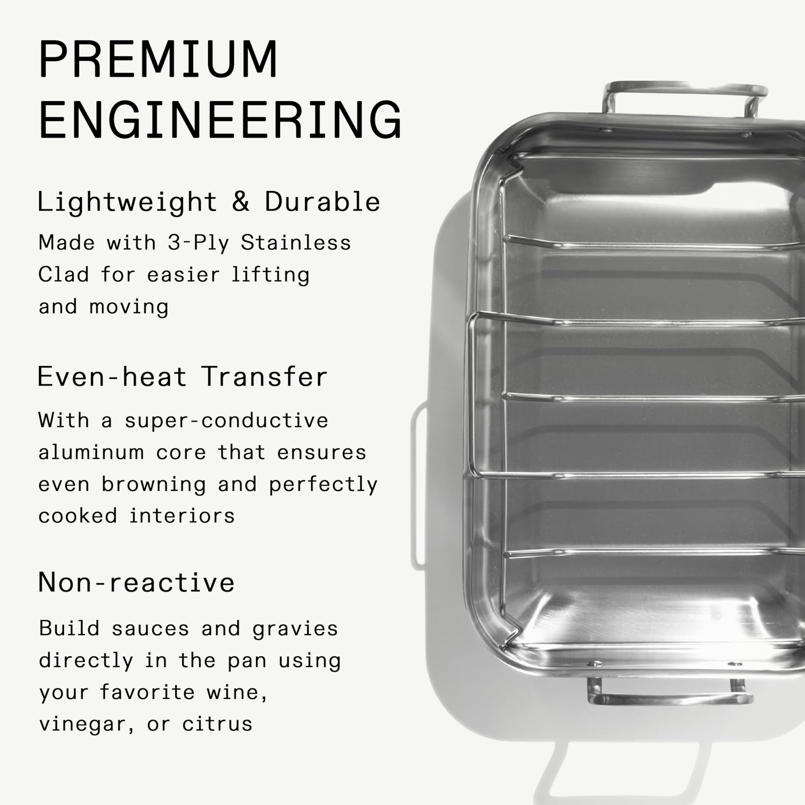 made-in-stainless-clad-roasting-pan-with-rack-3-ply-stainless-18-45-pro-roaster- image 2