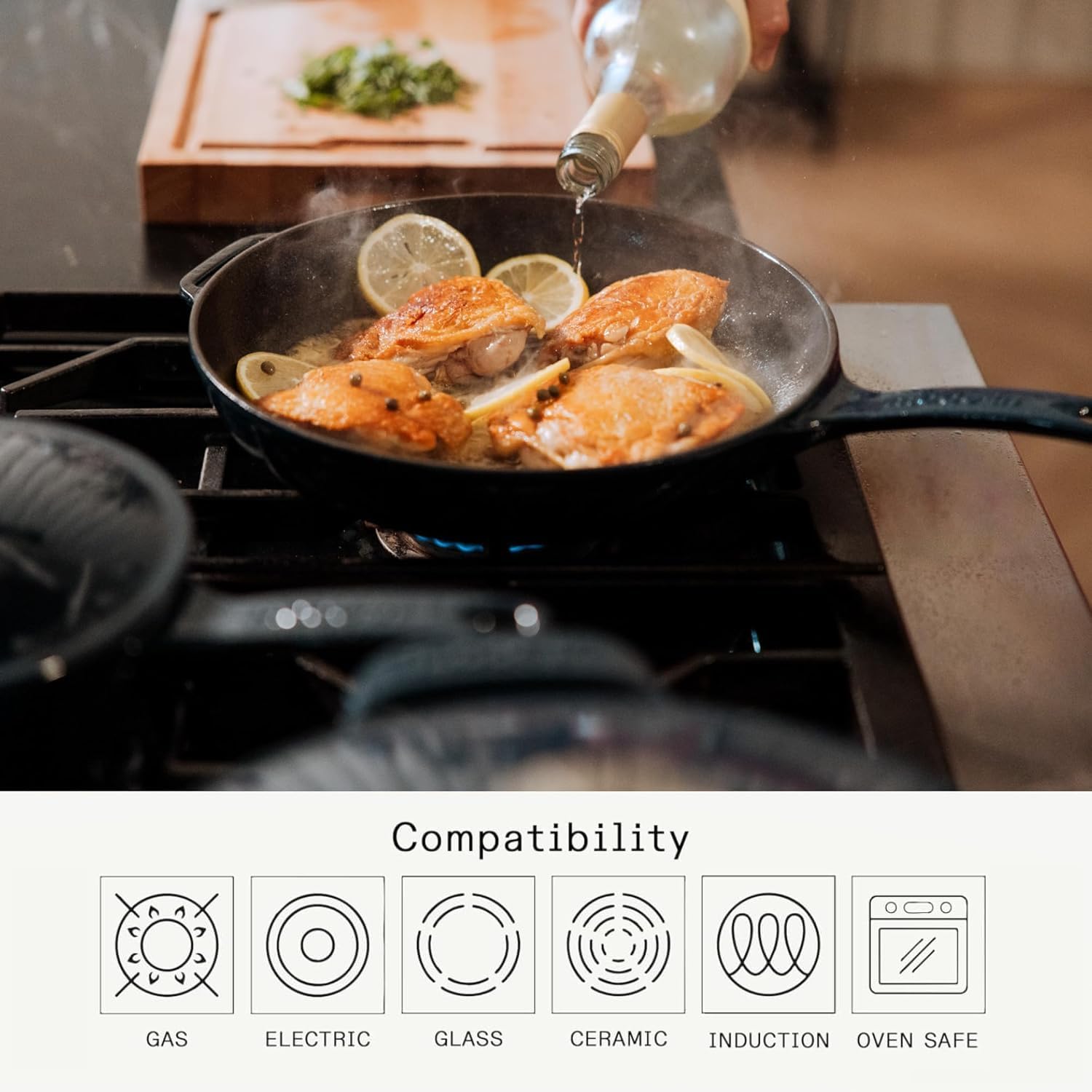made-in-enameled-cast-iron-skillet-11-5-blue-french-crafted-non-stick-enamel-ind image 4
