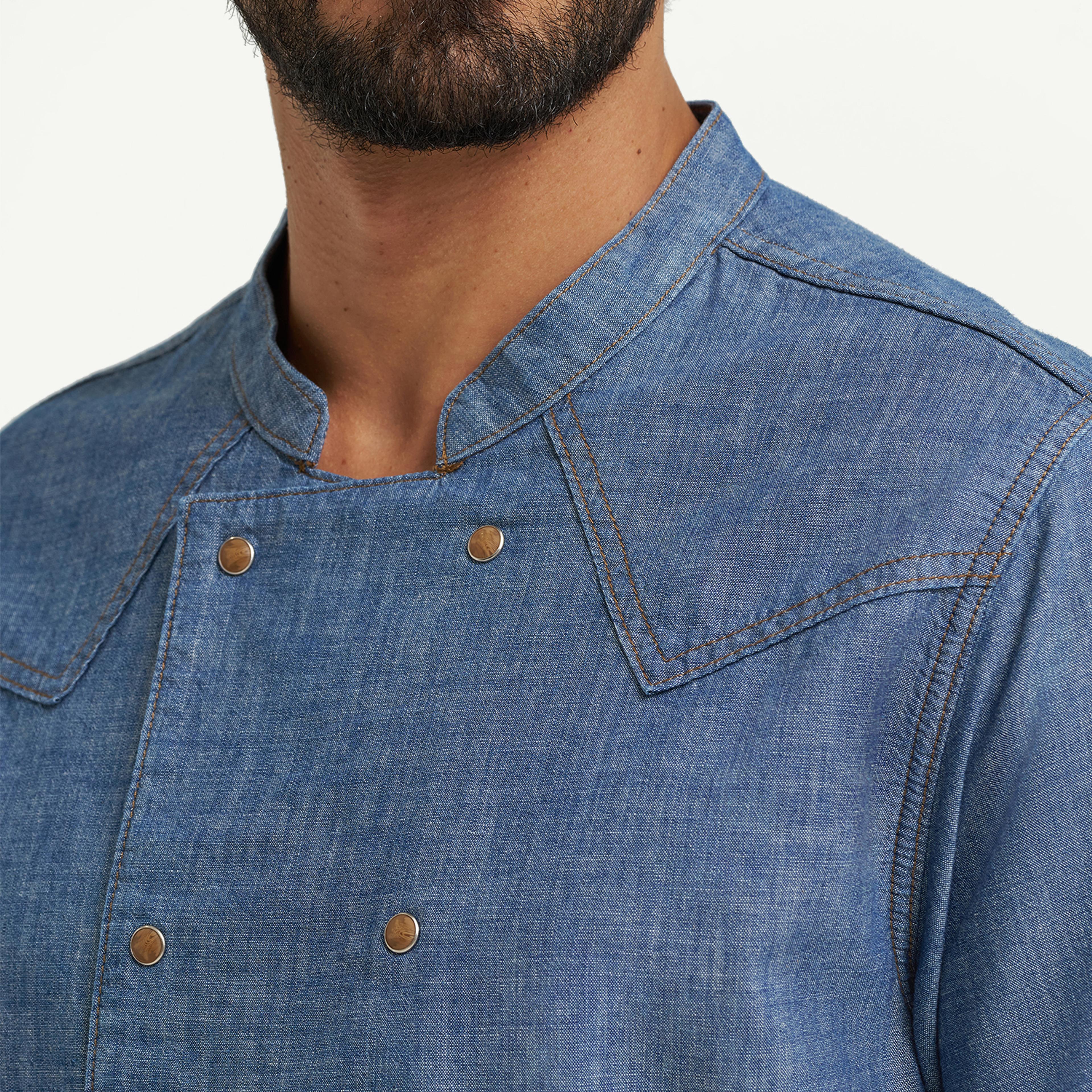 made-in-x-wrangler-double-breasted-lightweight-denim-chef-shirt image 3