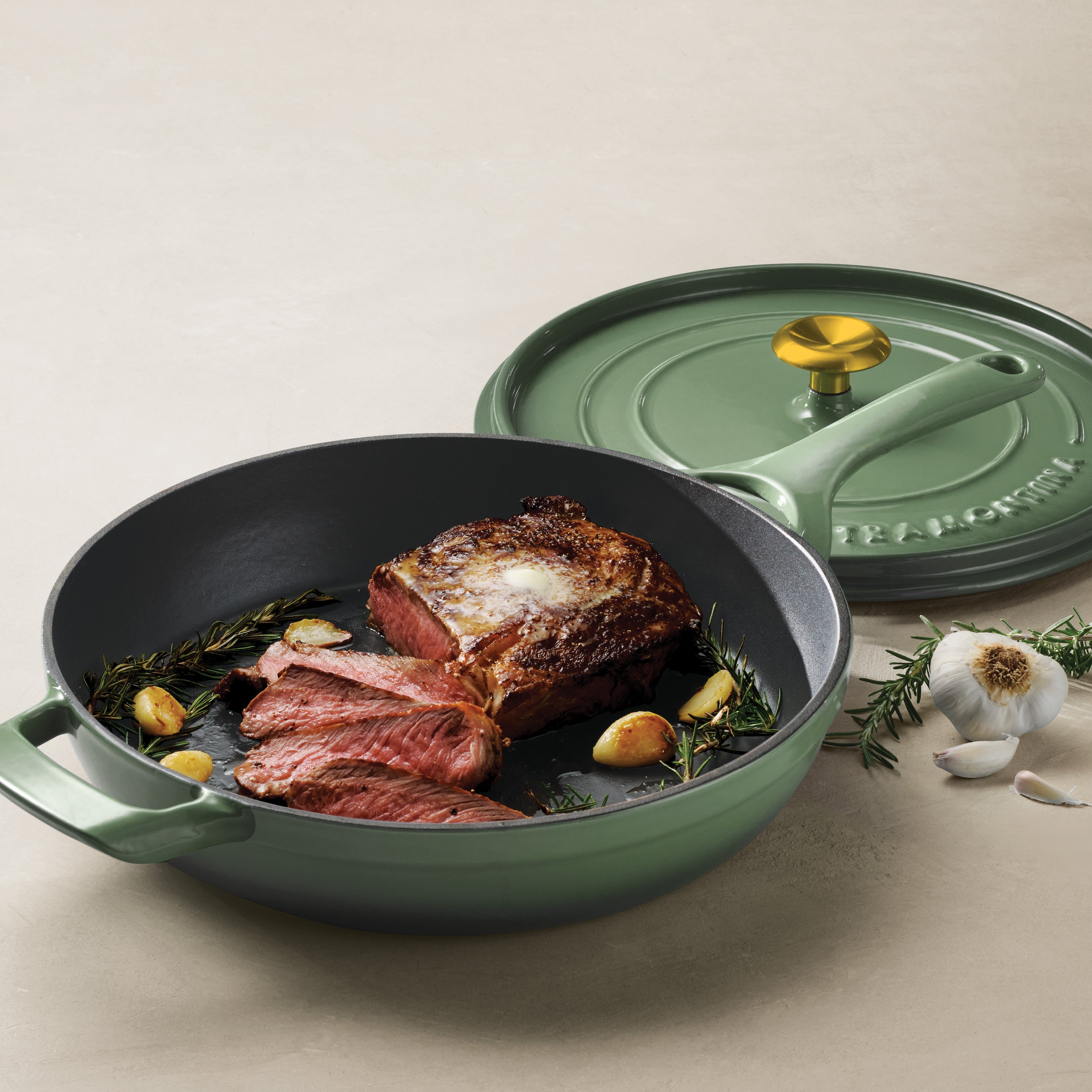 tramontina-12-inch-enameled-cast-iron-skillet-with-lid-blue-or-white image 4