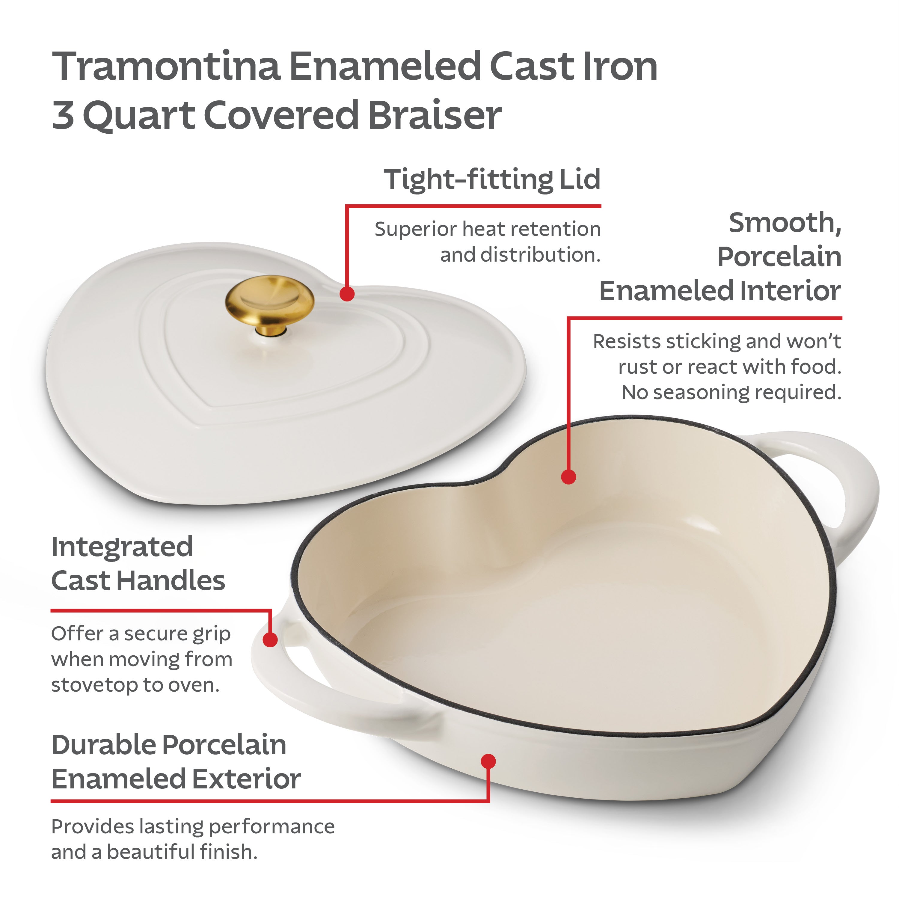 tramontina-3-quart-heart-shape-enameled-cast-iron-dutch-oven-heavy-gauge-shallow image 5