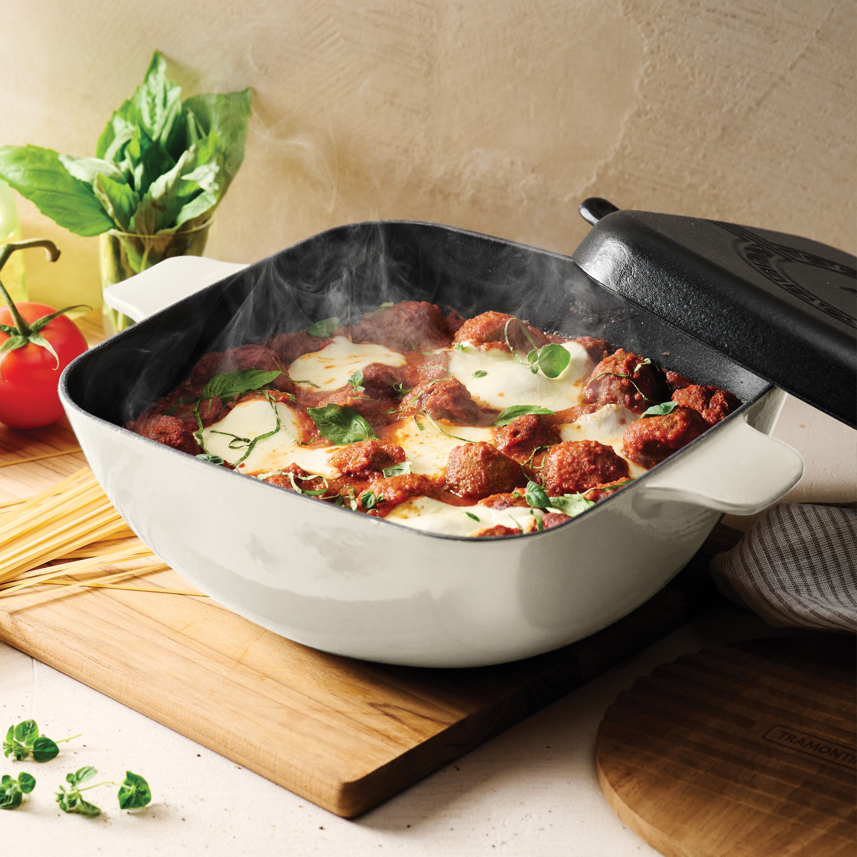 tramontina-cultura-6-5-quart-enameled-cast-iron-multi-cooker-with-reversible-lid image 2