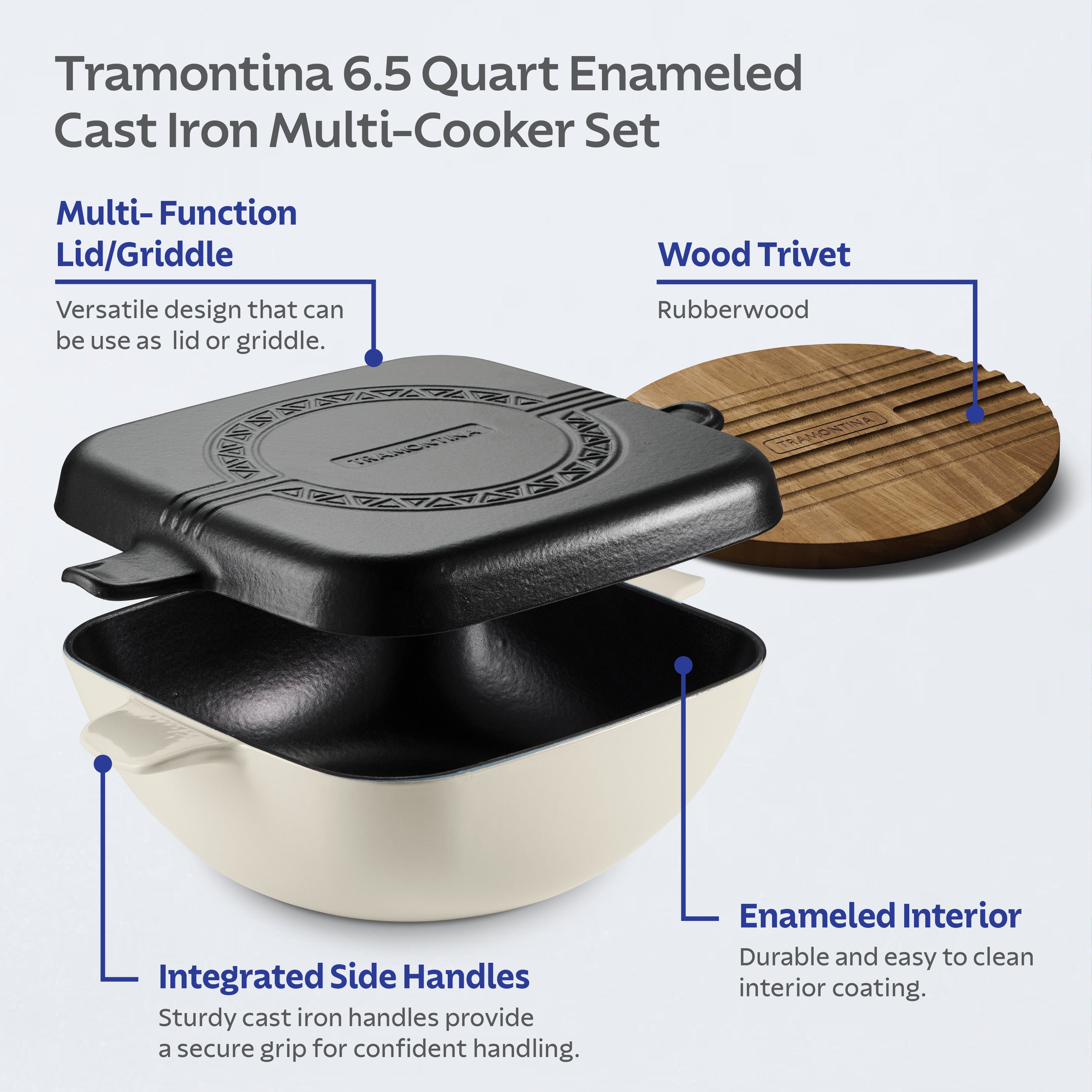 tramontina-cultura-6-5-quart-enameled-cast-iron-multi-cooker-with-reversible-lid image 6