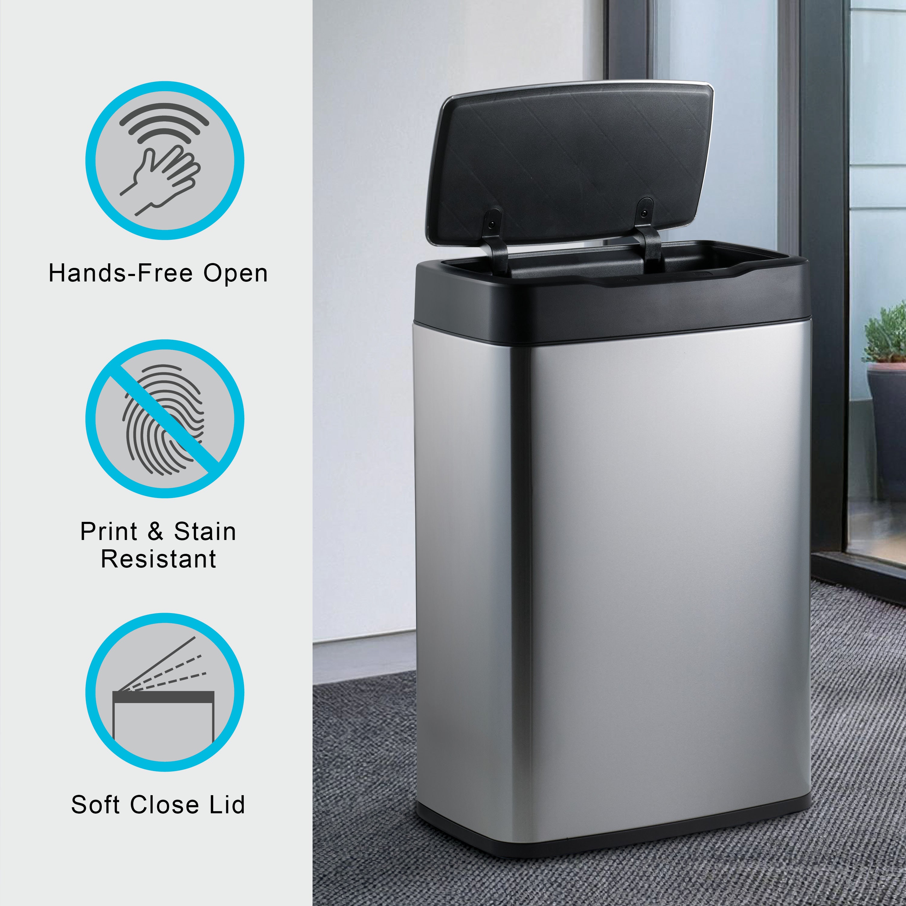 tramontina-13-gallon-stainless-steel-sensor-trash-bin-with-motion-activated-lid image 5