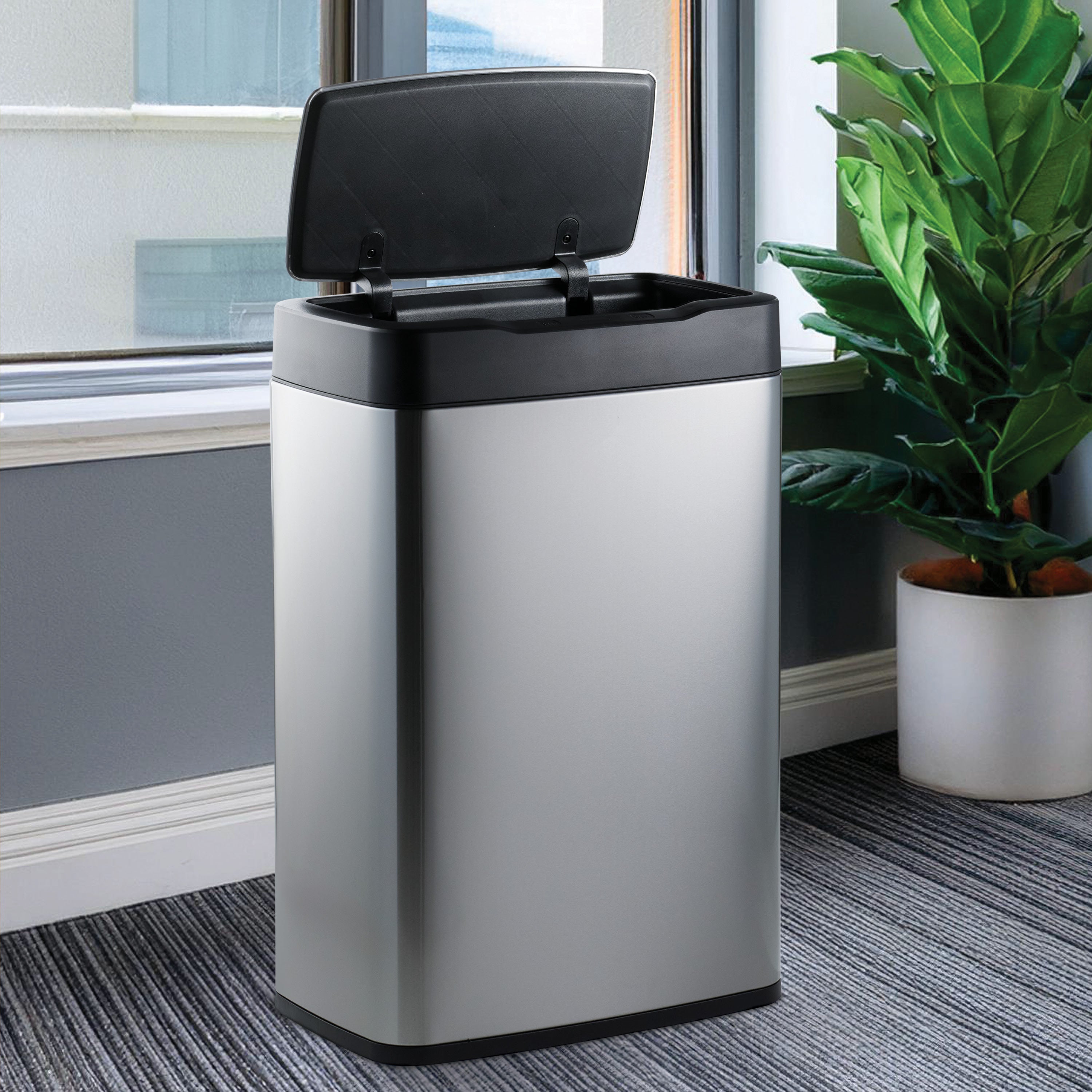 tramontina-13-gallon-stainless-steel-sensor-trash-bin-with-motion-activated-lid image 7