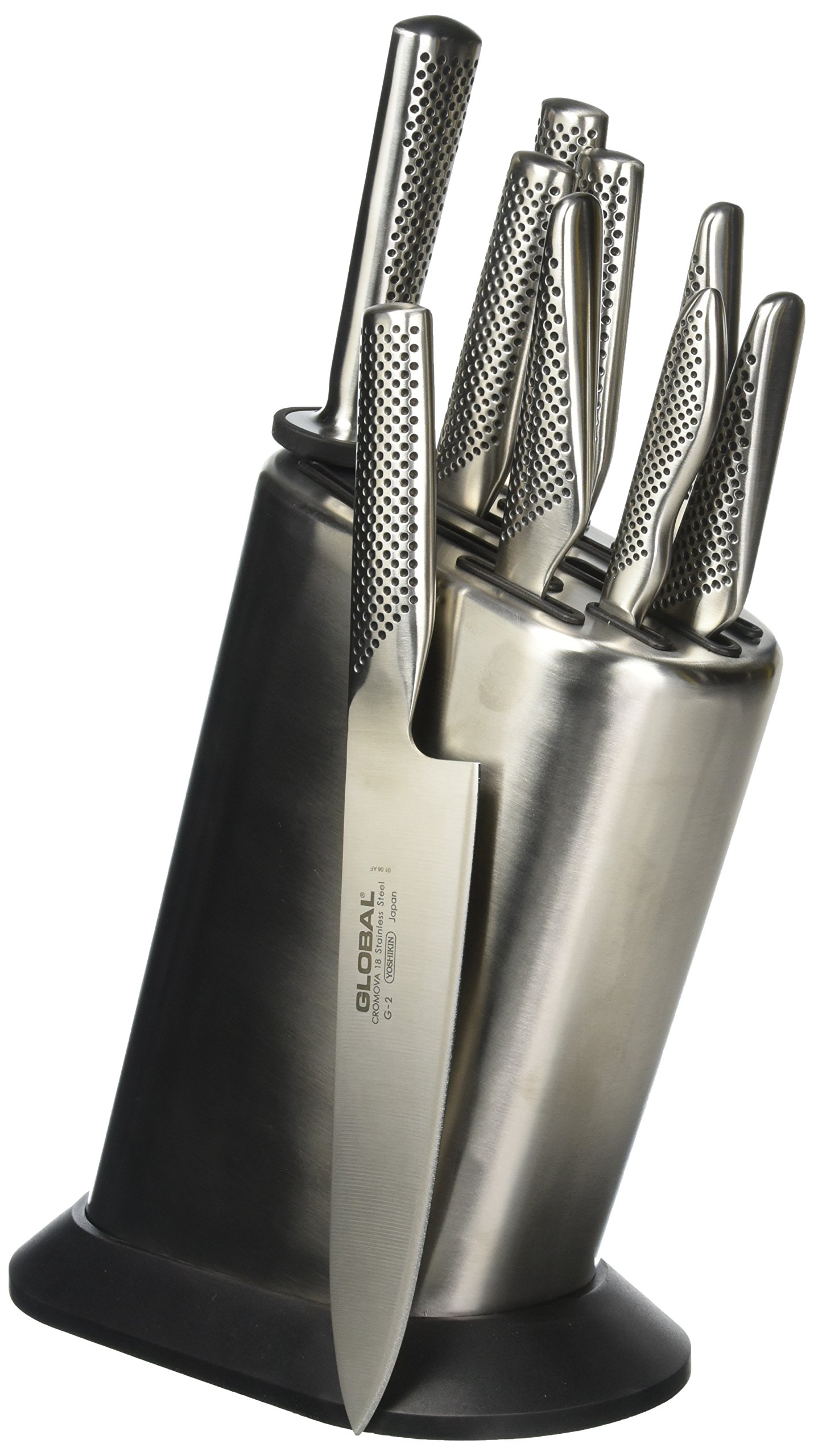 global-5-piece-knife-block-set-silver-8-chef-s-5-25-chef-s-7-santoku-6-serrated- image 1