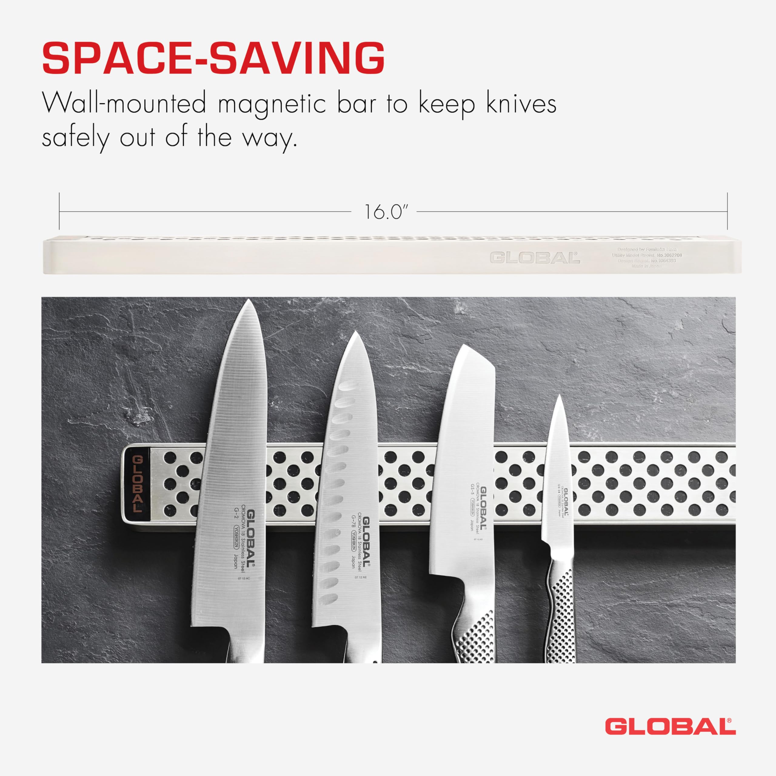 global-g-42-41-16-inch-wall-mounted-magnetic-knife-bar-stainless-steel-strong-ma image 3