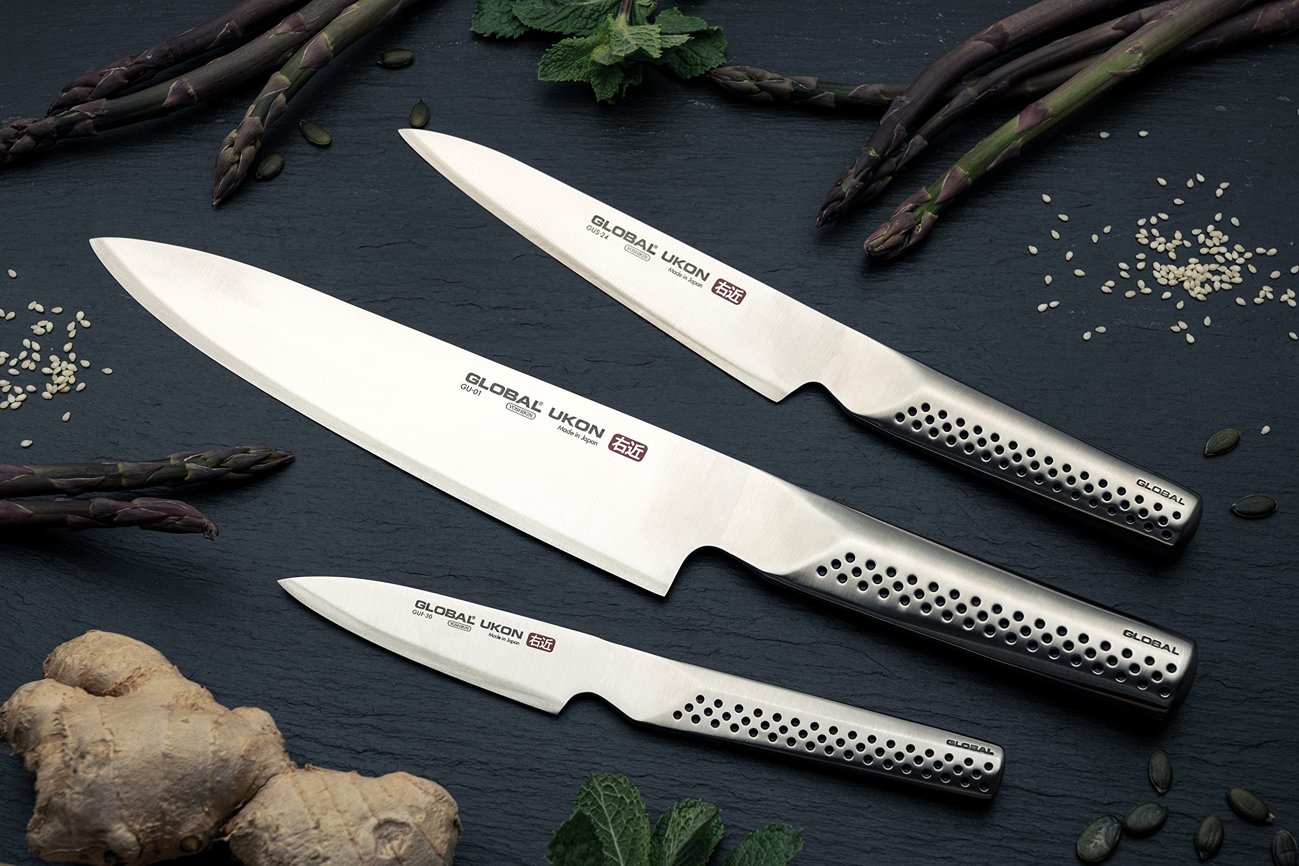 global-gu-3002-ukon-3-piece-kitchen-knife-set-cromova-18-stainless-steel image 3