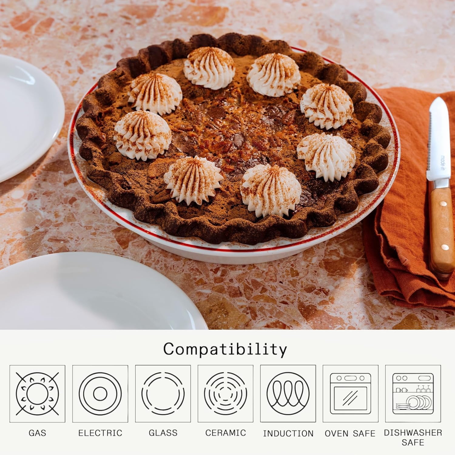 made-in-9-pie-dish-navy-rim-handcrafted-french-porcelain-professional-bakeware image 4