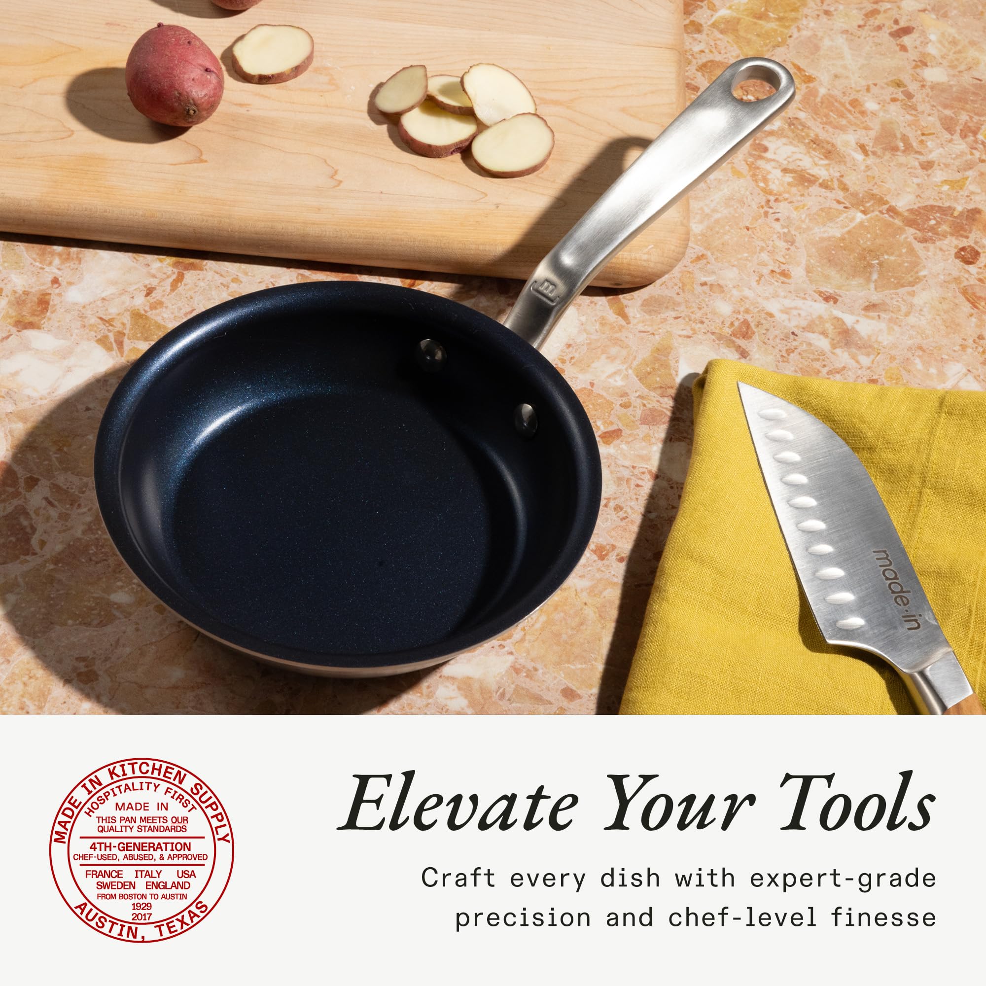 made-in-procoat-6-non-stick-frying-pan-harbour-blue-5-ply-stainless-clad-nonstic image 4